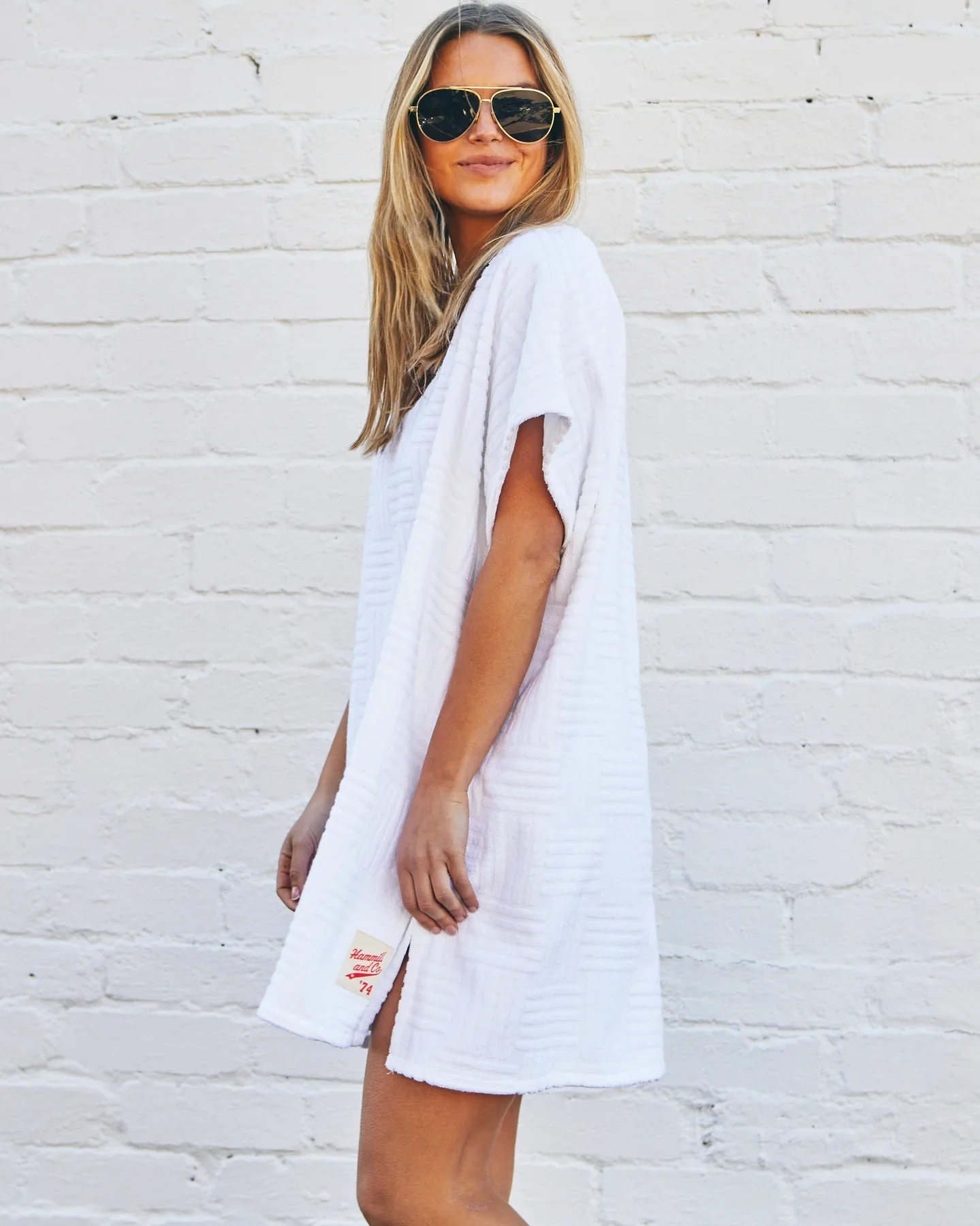 HAMMILL & CO Womens Salt & Sunshine Towelling Cover Up Dress in White - Image 6