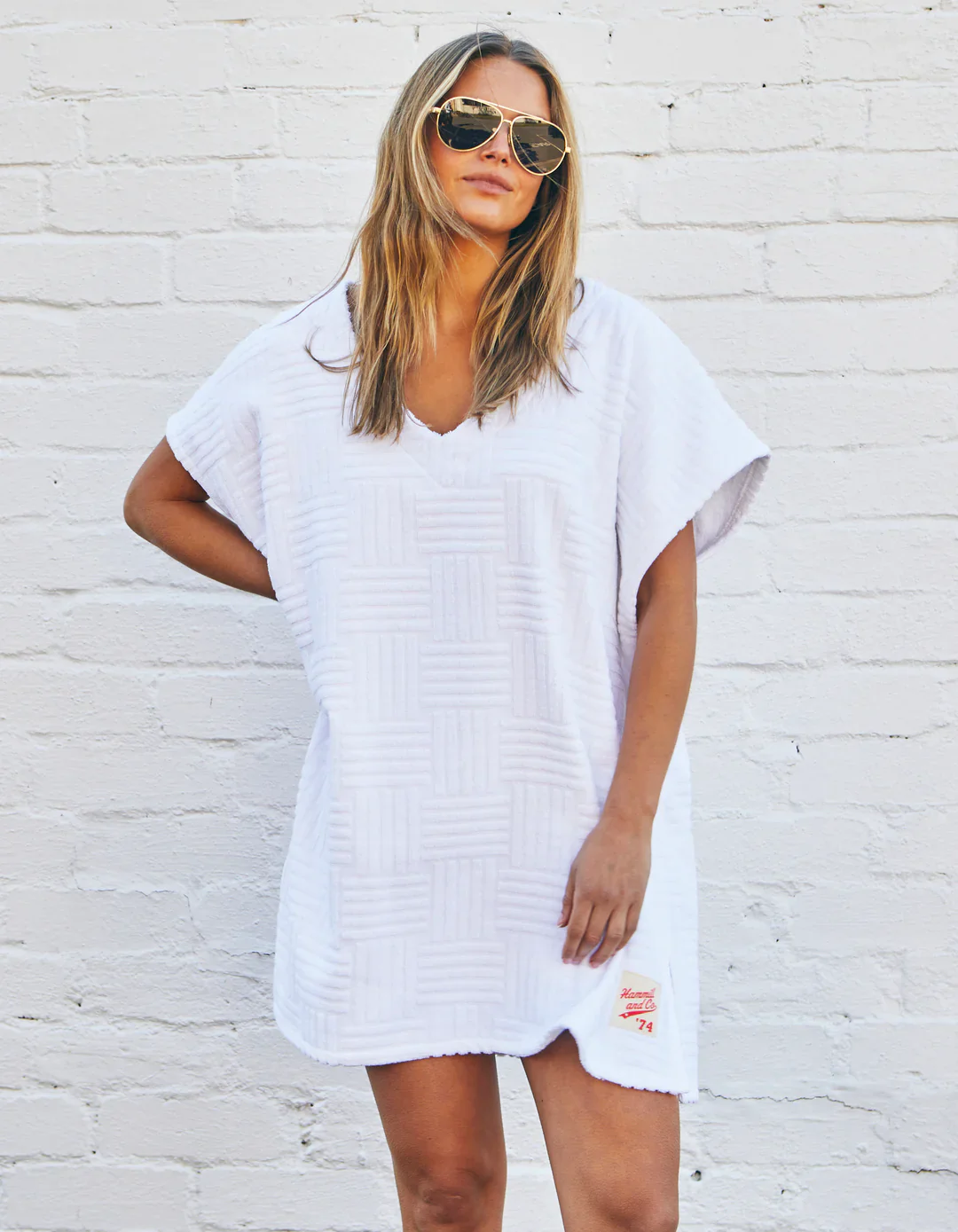 HAMMILL & CO Womens Salt & Sunshine Towelling Cover Up Dress in White - Image 7