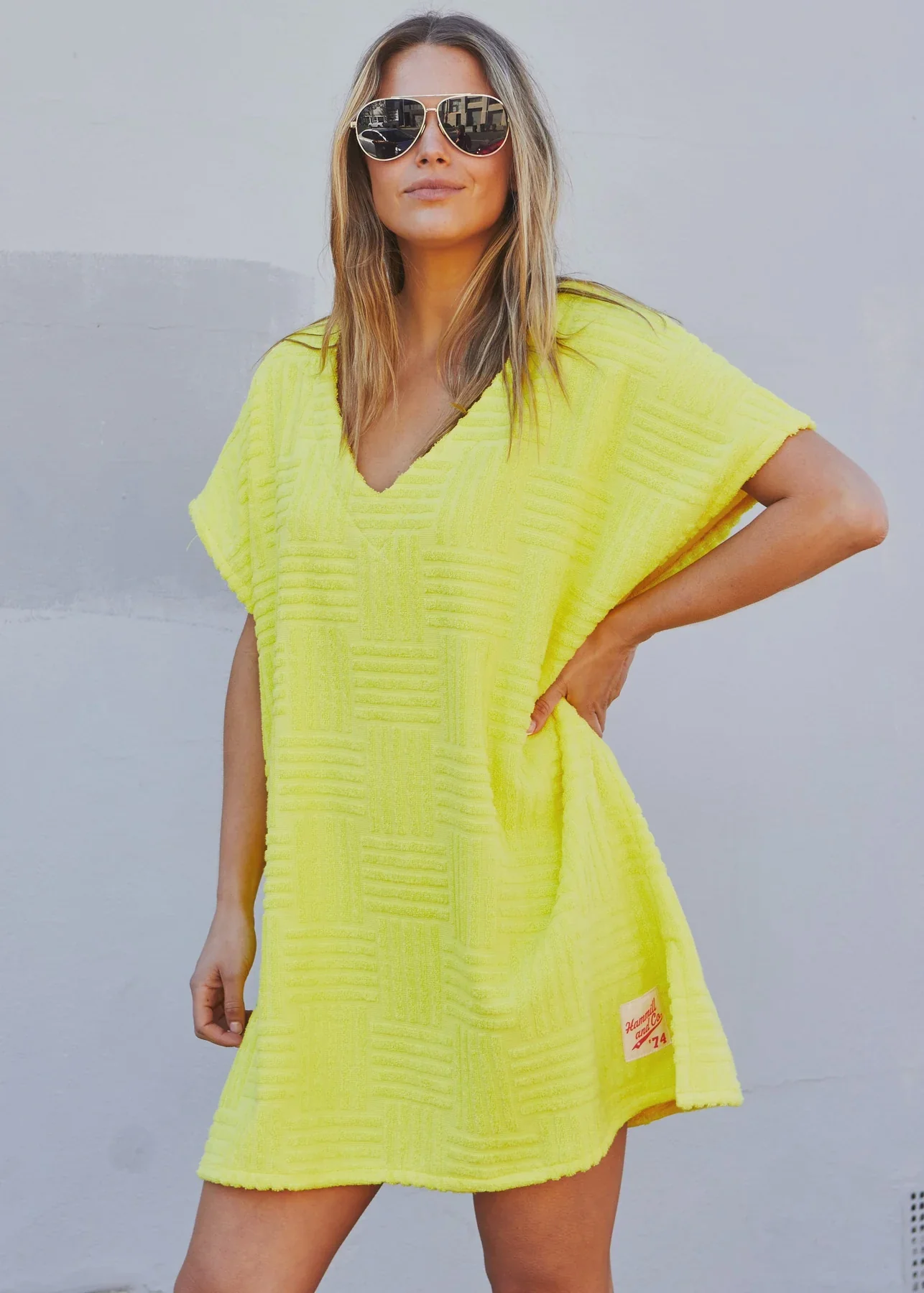 HAMMILL & CO Womens Salt & Sunshine Towelling Cover Up Dress in Yellow - Image 2