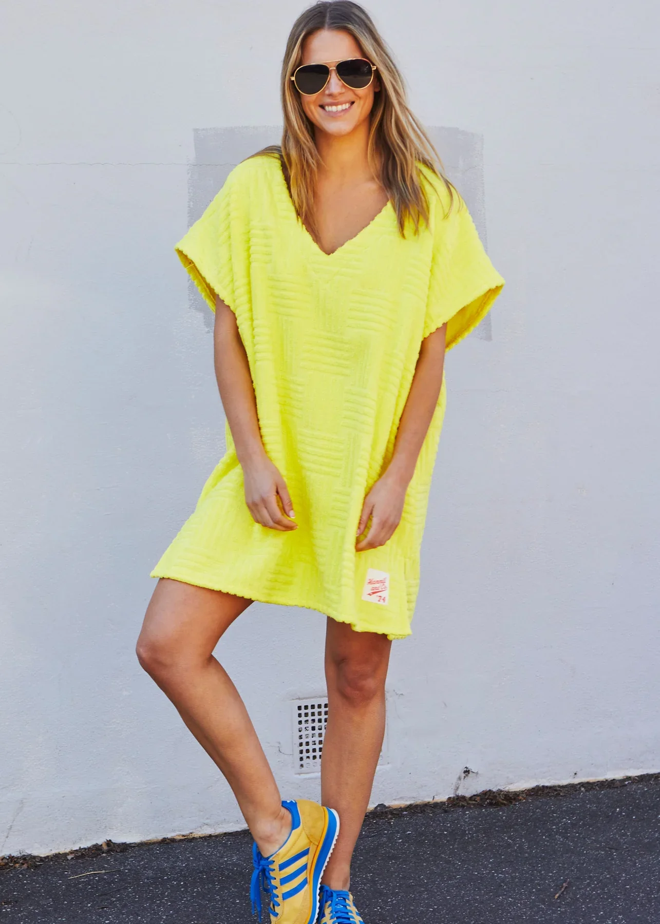 HAMMILL & CO Womens Salt & Sunshine Towelling Cover Up Dress in Yellow - Image 3