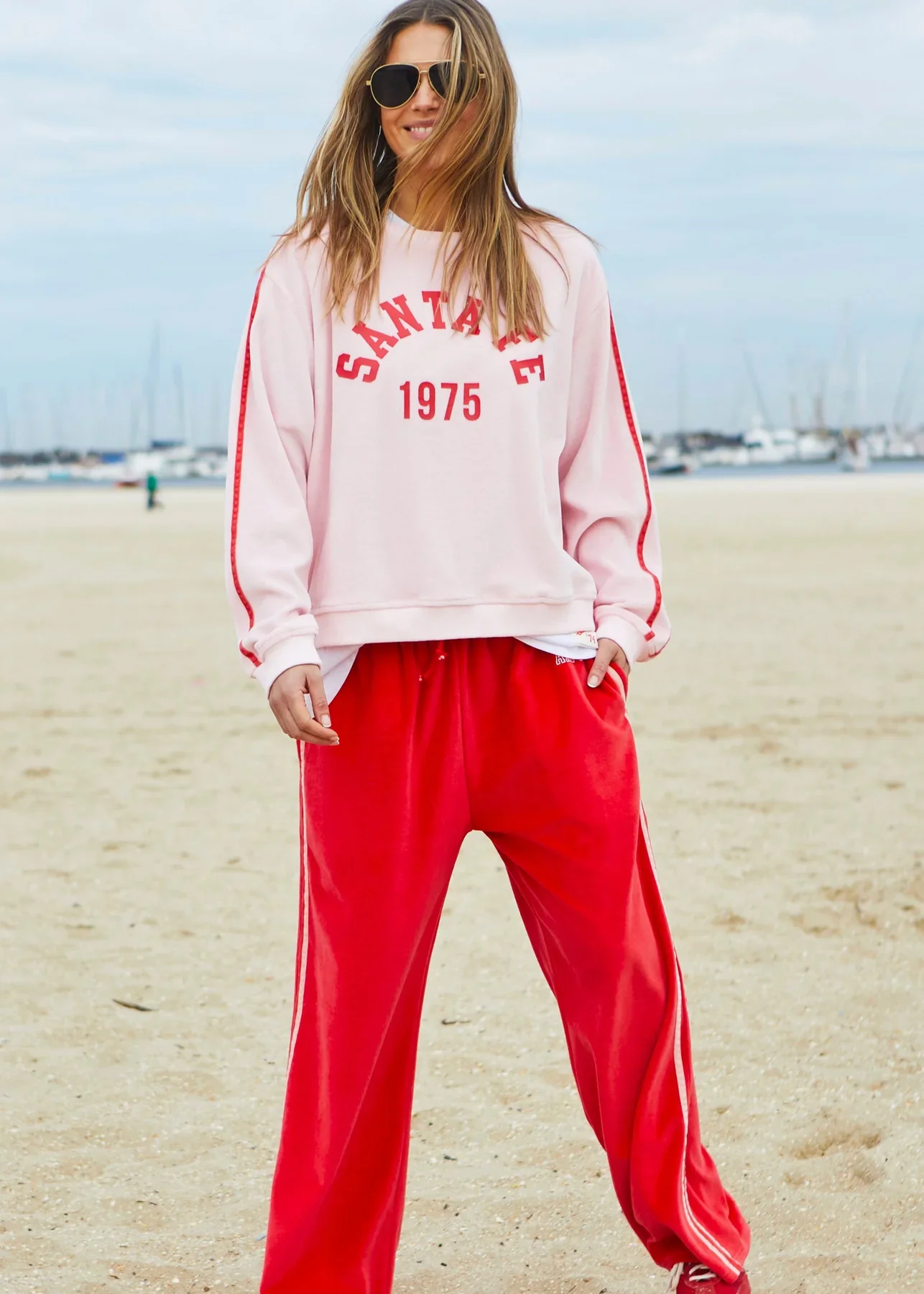 HAMMILL & CO Womens Santa Fe 1975 Urban Velour Sweat in Pink - Image 4