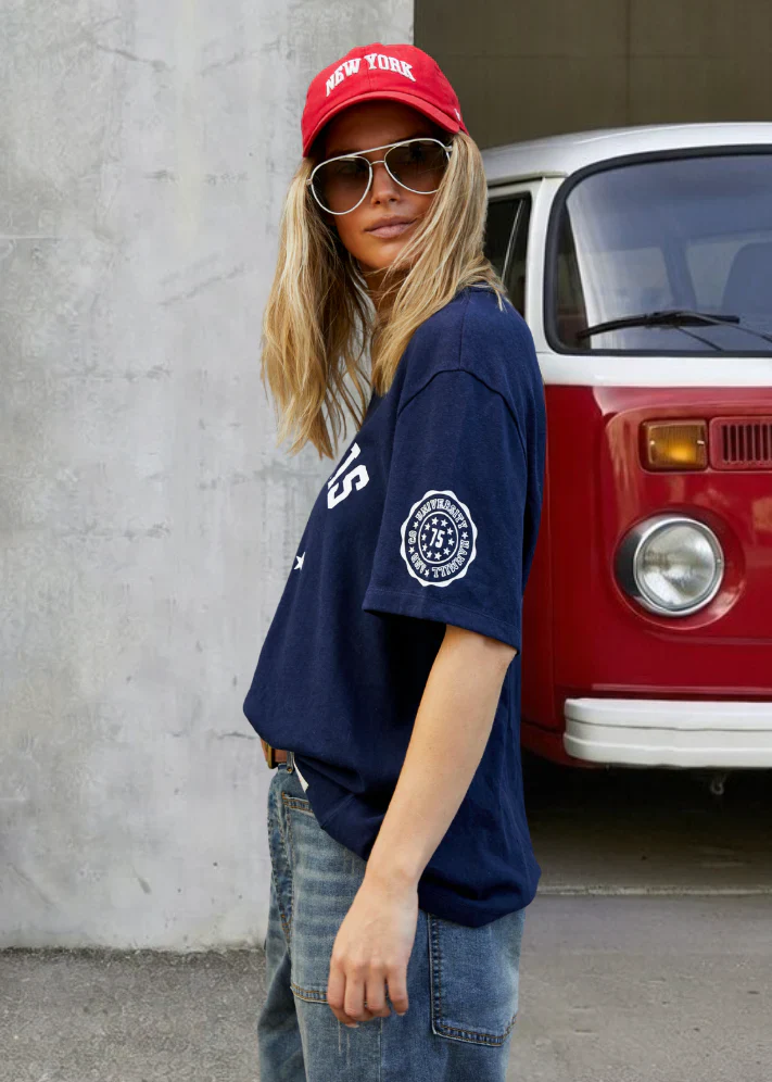 HAMMILL & CO Womens St Louis Tee in Navy - Image 5