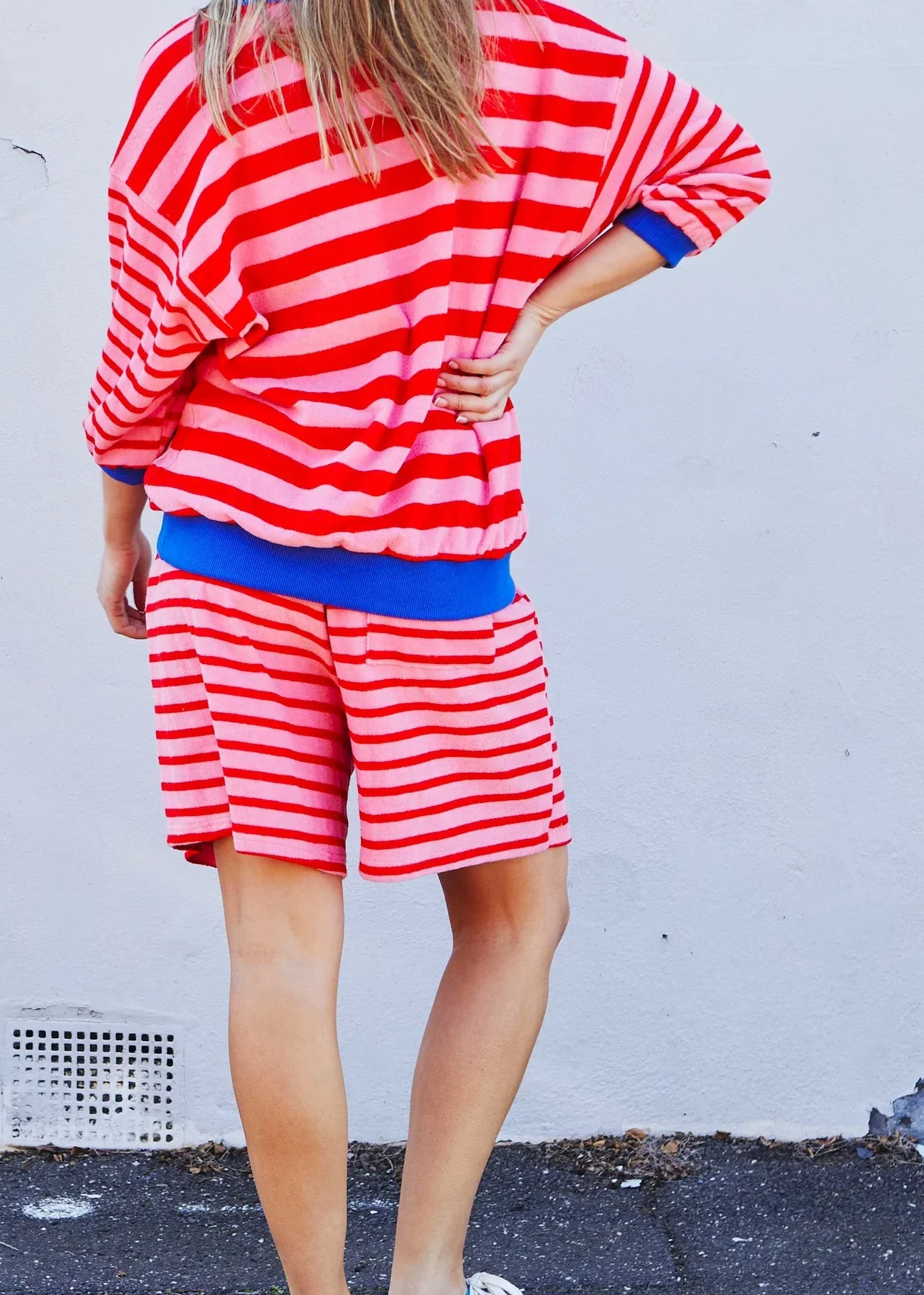 HAMMILL & CO Womens Summer Carnival Shorts in Pink/Red Stripe - Image 3