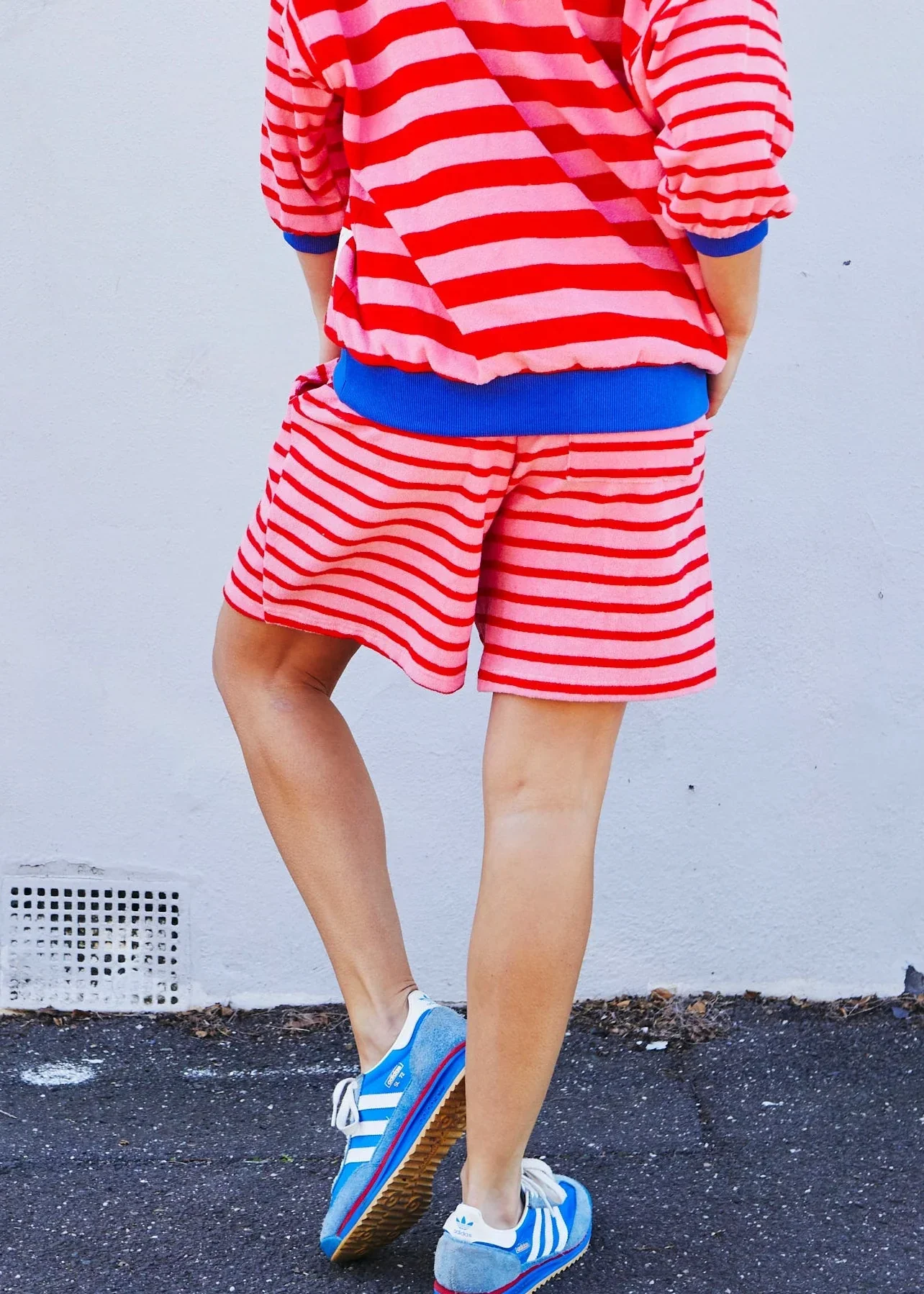 HAMMILL & CO Womens Summer Carnival Shorts in Pink/Red Stripe - Image 5