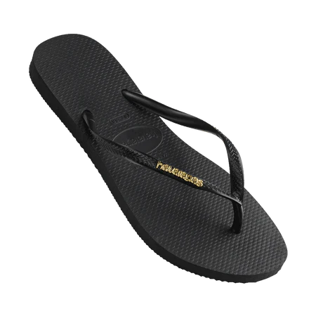 HAVAIANAS  Slim Metal  Logo Black/Gold Female Thongs - Image 4