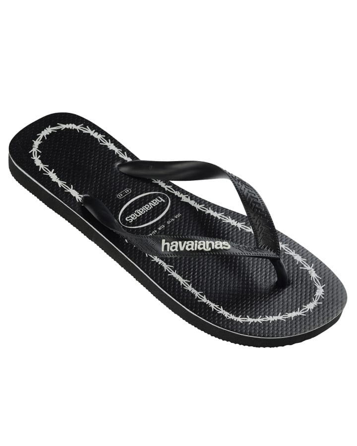 HAVAIANAS Top Print Goodvibez (Barbed Wire) Thongs - Black/White Male - Image 3