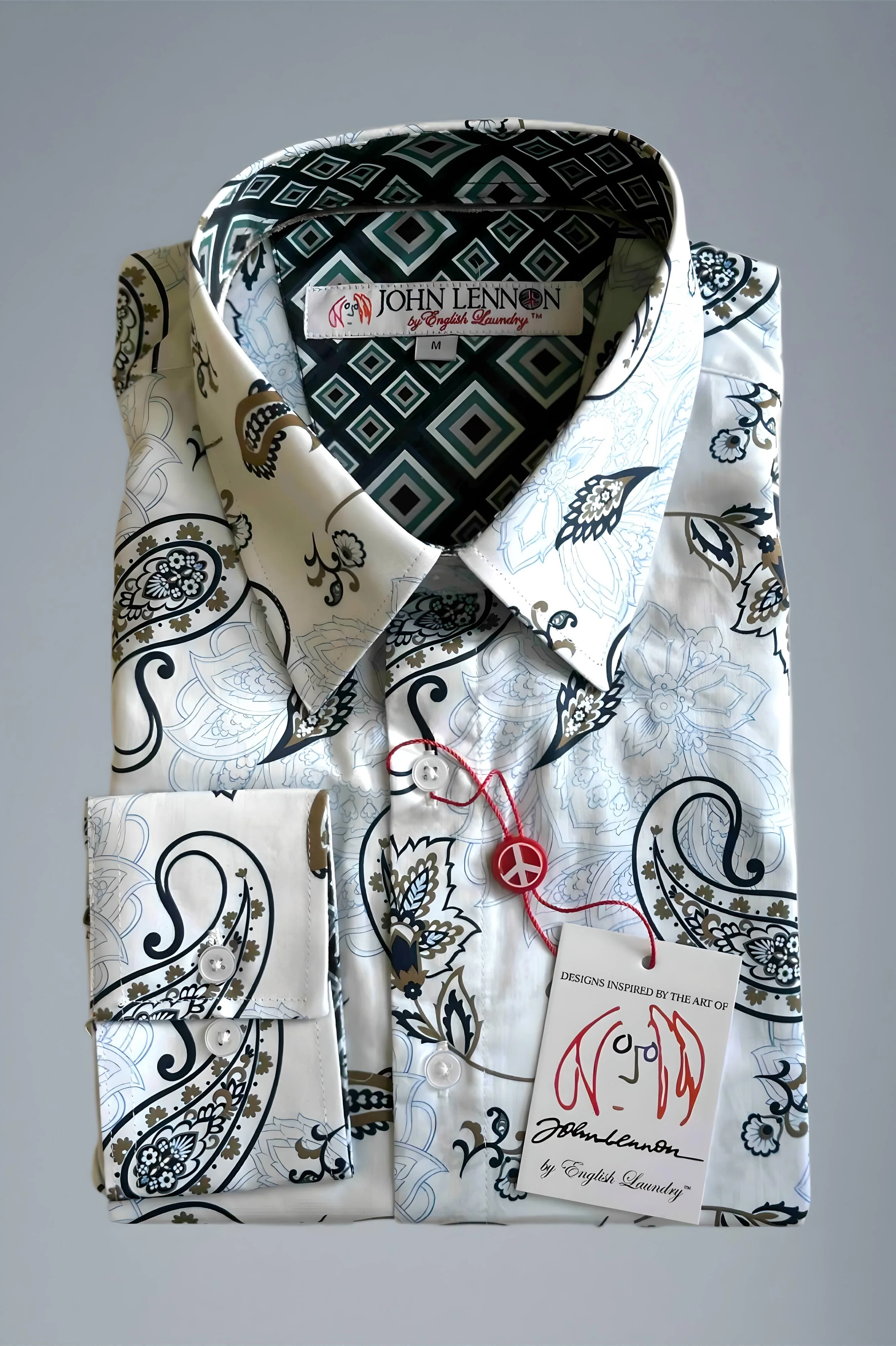 JOHN LENNON Mens Ashbury Long Sleeve Paisley Shirt - White - Image 11