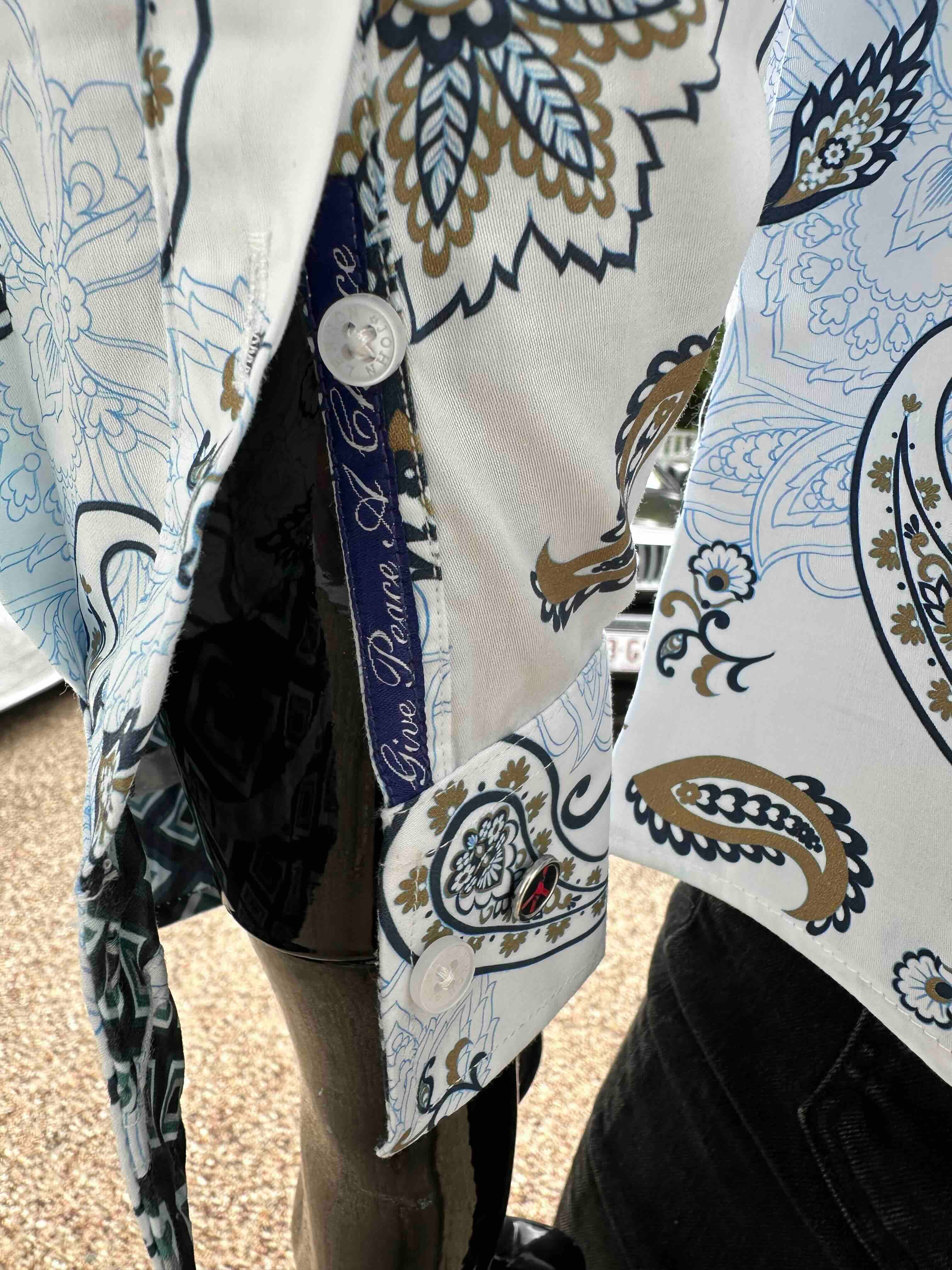 JOHN LENNON Mens Ashbury Long Sleeve Paisley Shirt - White - Image 7