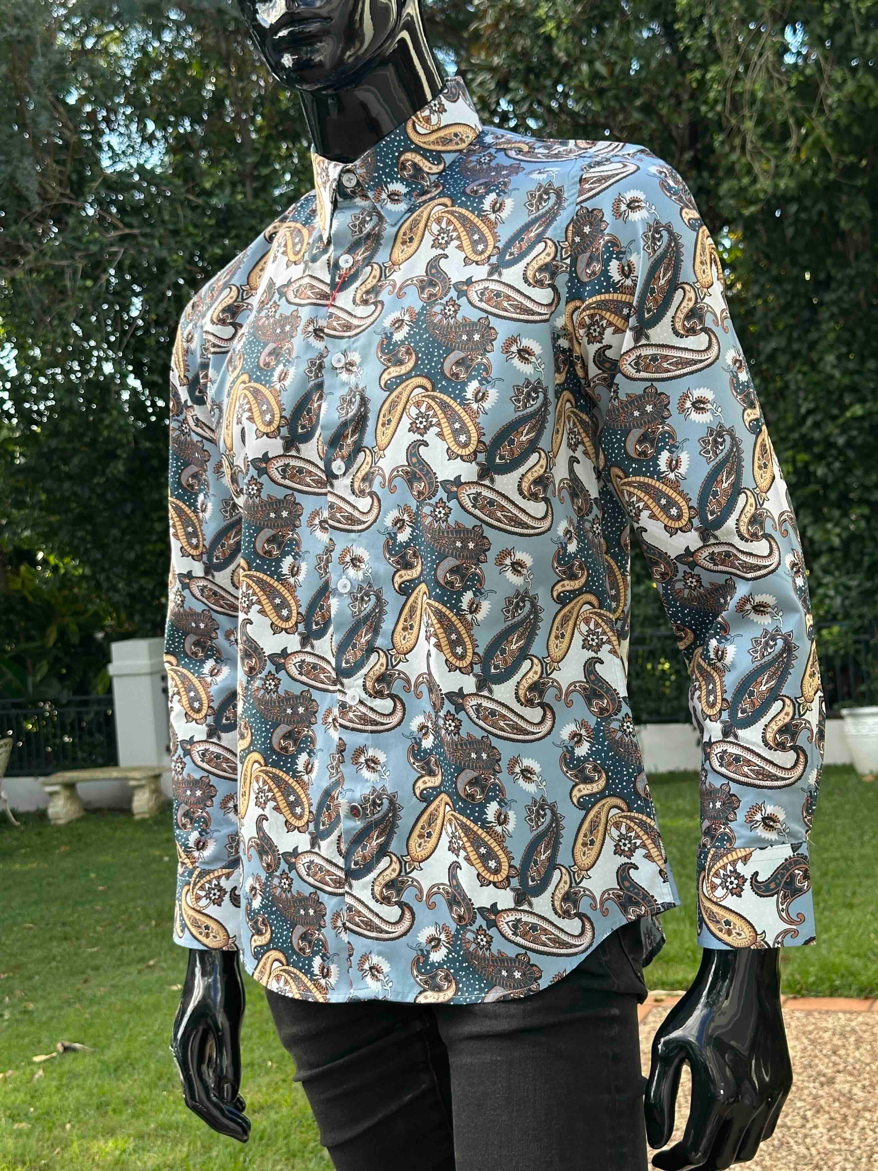 JOHN LENNON Mens Atherton Long Sleeve Paisley Shirt - Steel - Image 11