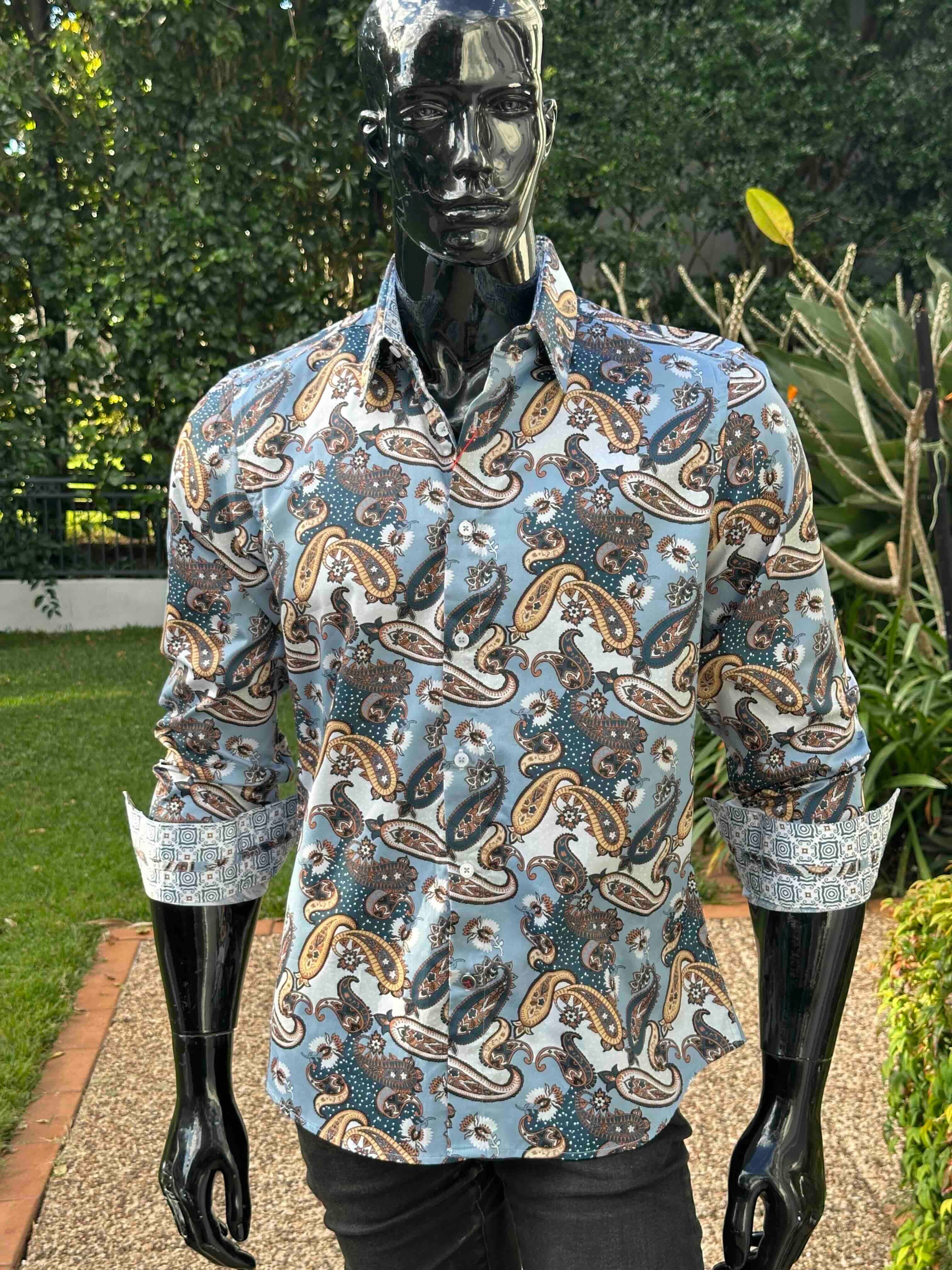JOHN LENNON Mens Atherton Long Sleeve Paisley Shirt - Steel - Image 17