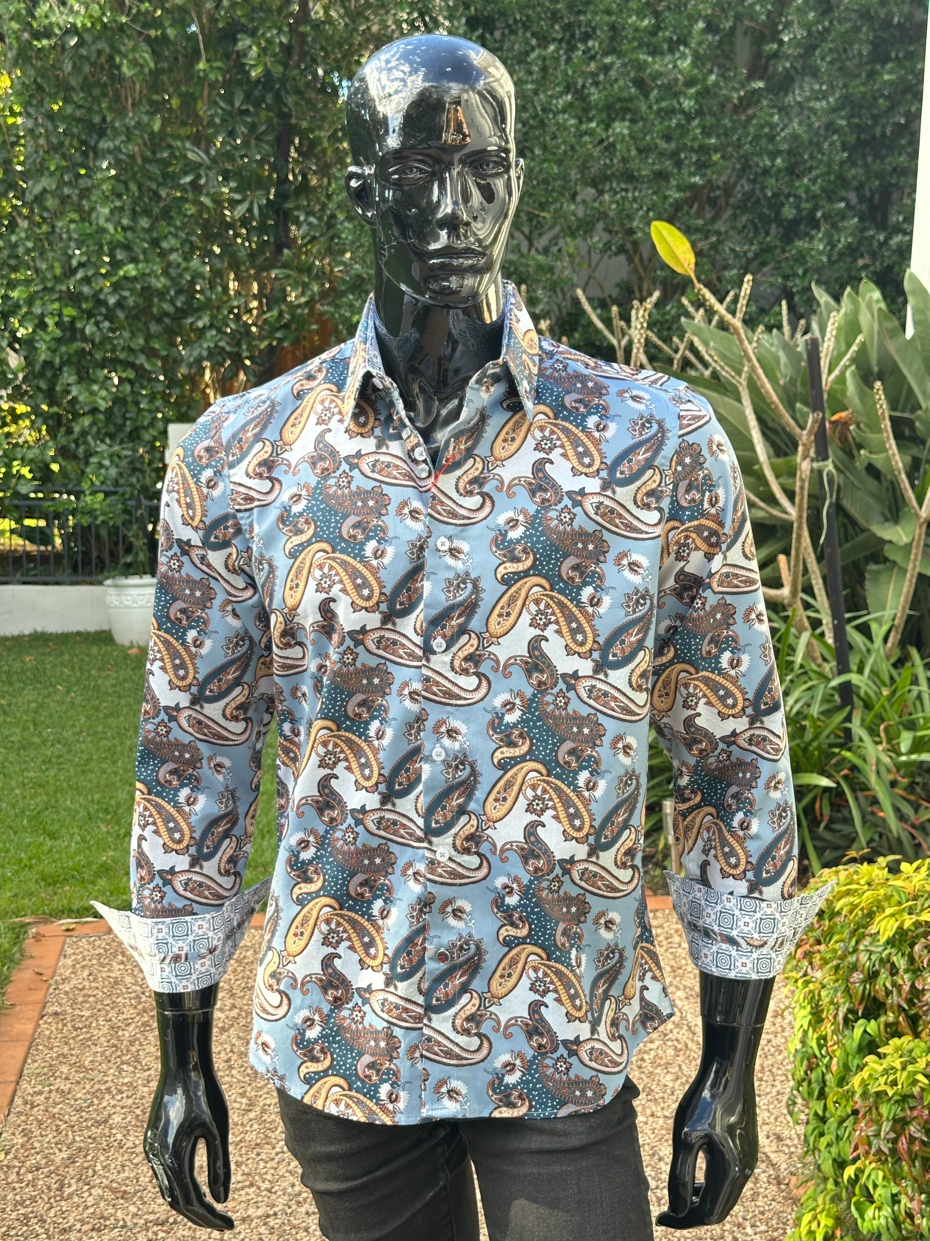 JOHN LENNON Mens Atherton Long Sleeve Paisley Shirt - Steel - Image 18