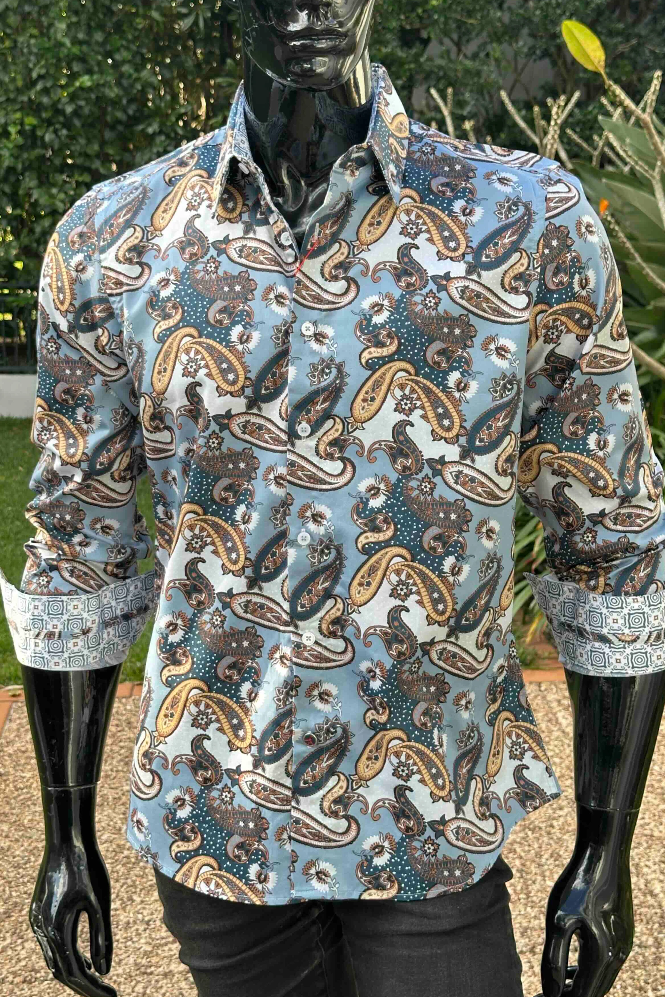 JOHN LENNON Mens Atherton Long Sleeve Paisley Shirt - Steel - Image 19