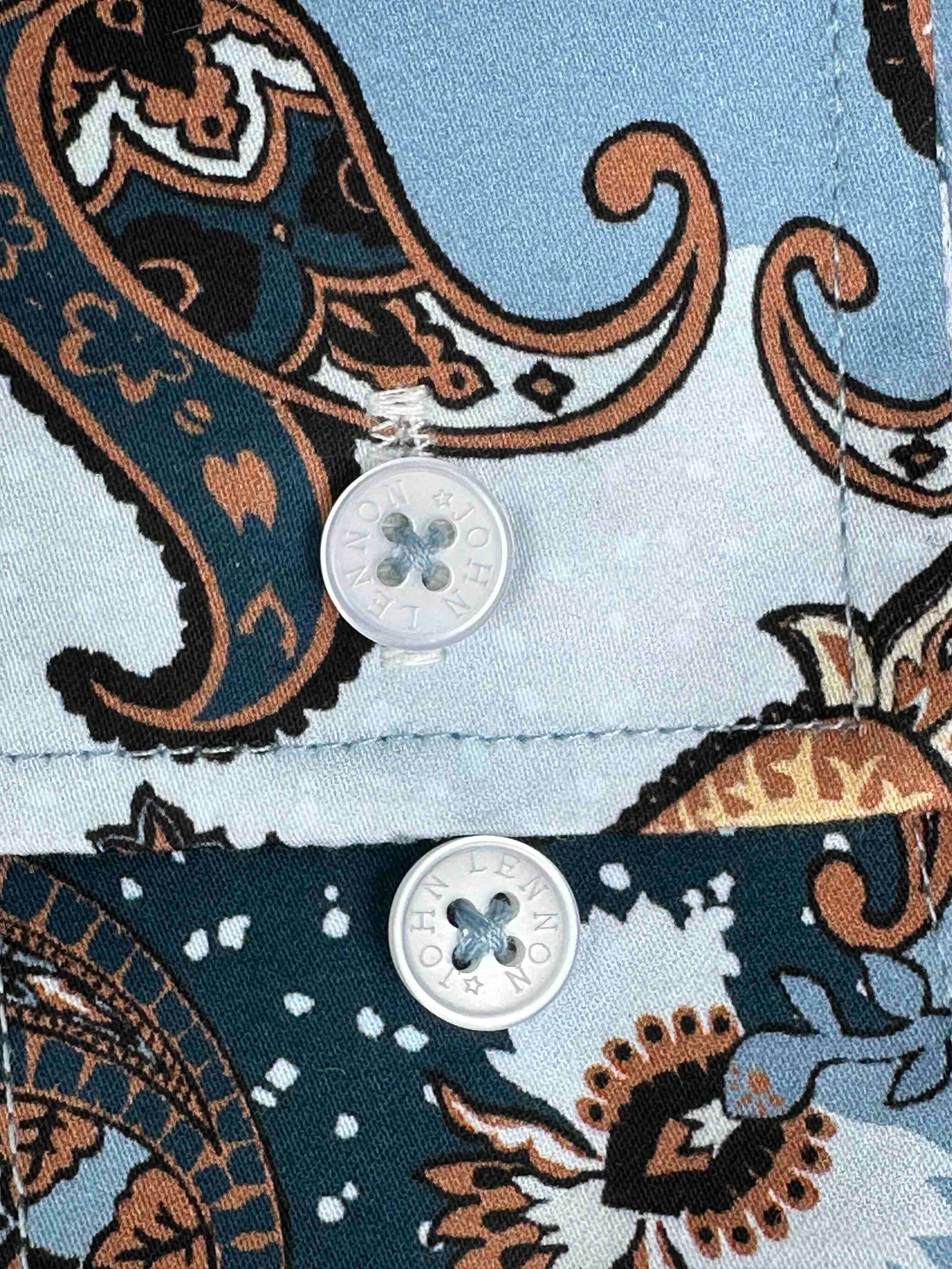 JOHN LENNON Mens Atherton Long Sleeve Paisley Shirt - Steel - Image 4