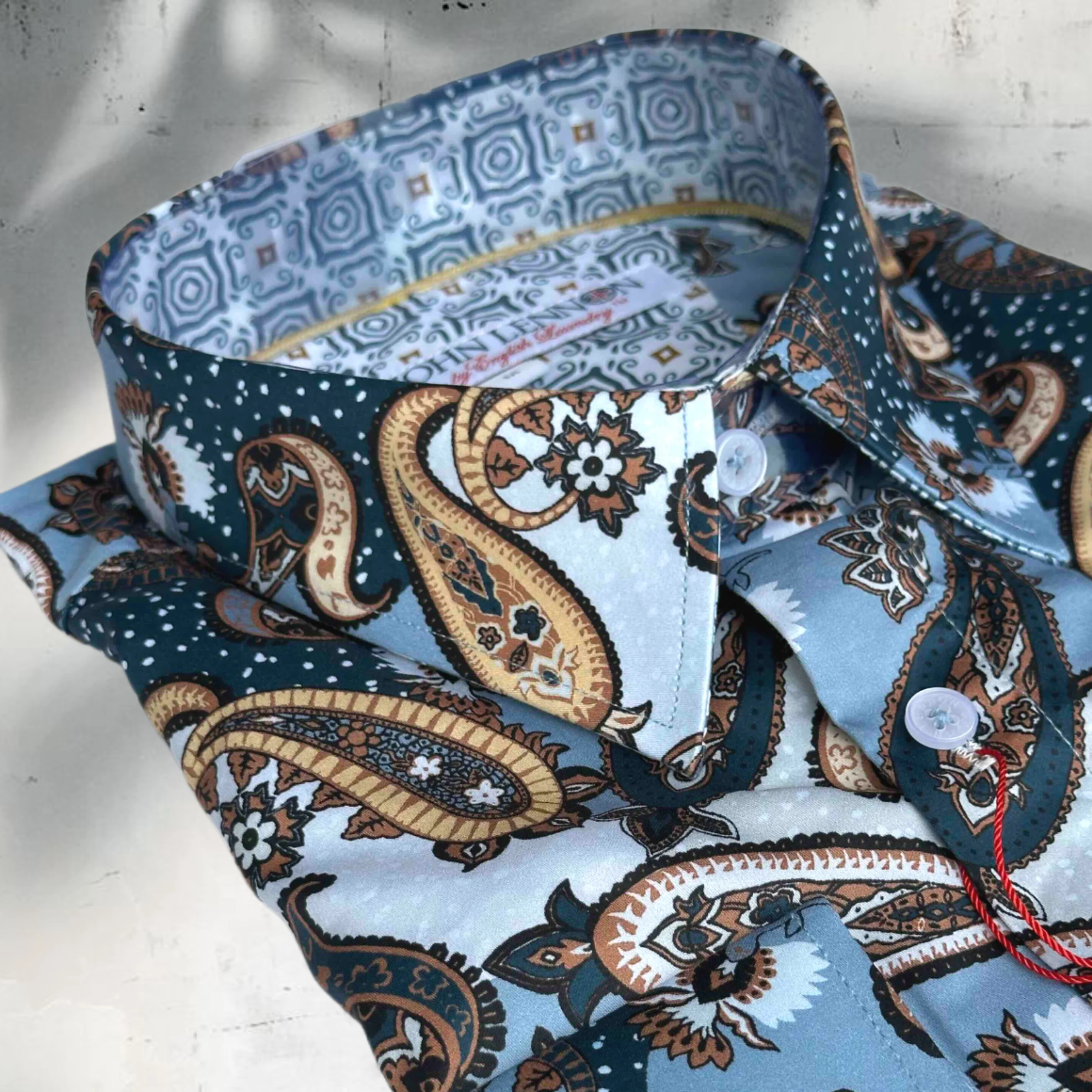 JOHN LENNON Mens Atherton Long Sleeve Paisley Shirt - Steel - Image 5