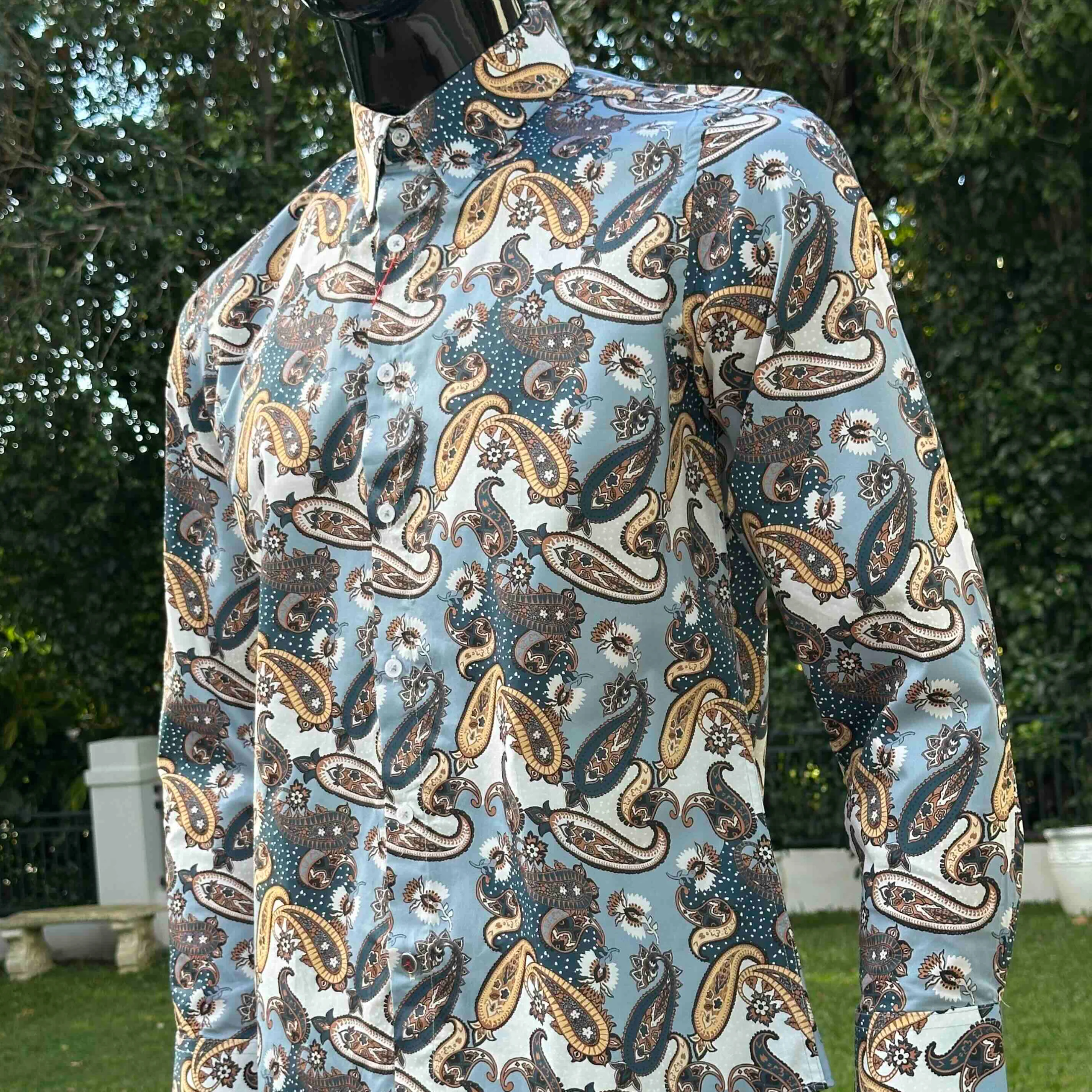 JOHN LENNON Mens Atherton Long Sleeve Paisley Shirt - Steel - Image 6