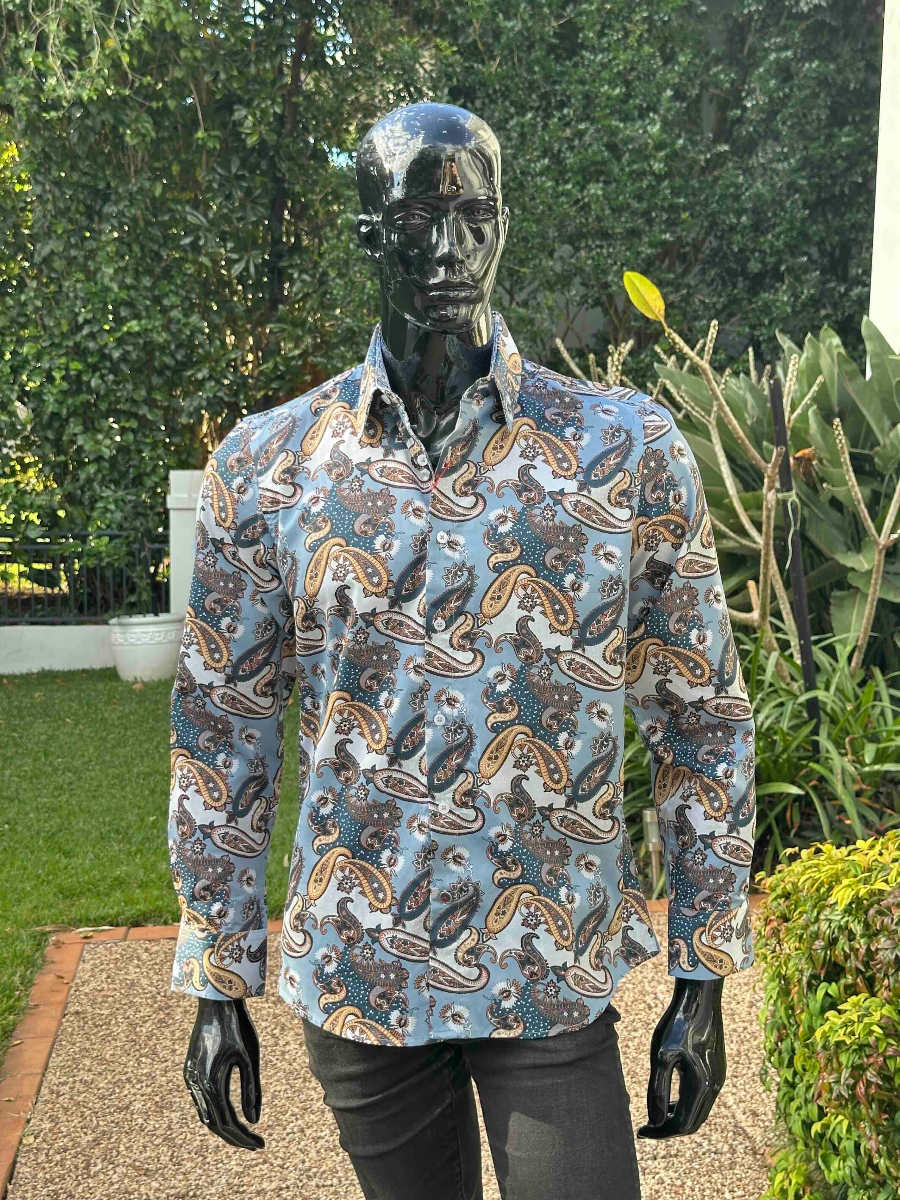 JOHN LENNON Mens Atherton Long Sleeve Paisley Shirt - Steel - Image 8