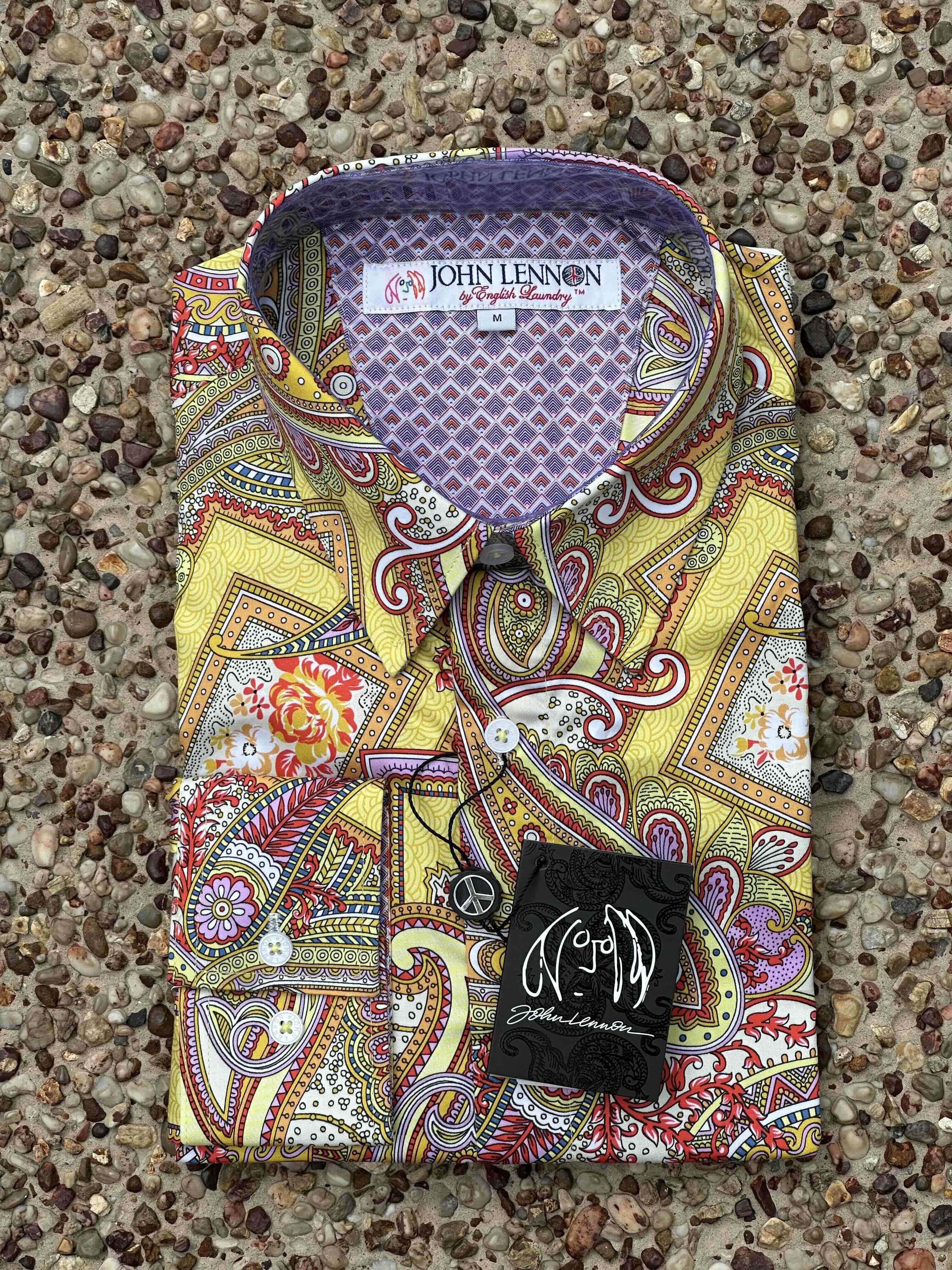 JOHN LENNON Mens Bath Long Sleeve Paisley Shirt in Multi Print - Image 12