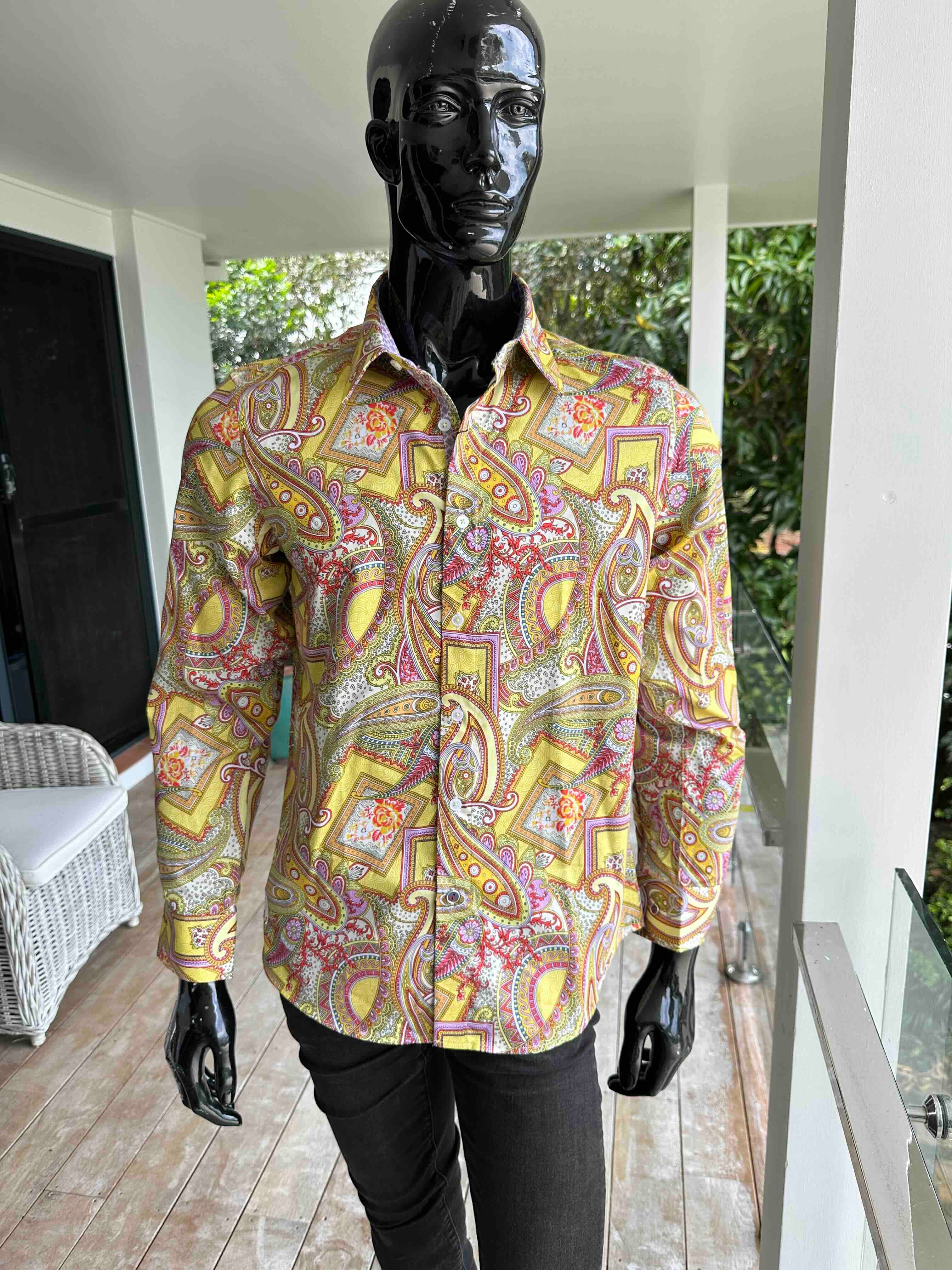 JOHN LENNON Mens Bath Long Sleeve Paisley Shirt in Multi Print - Image 2
