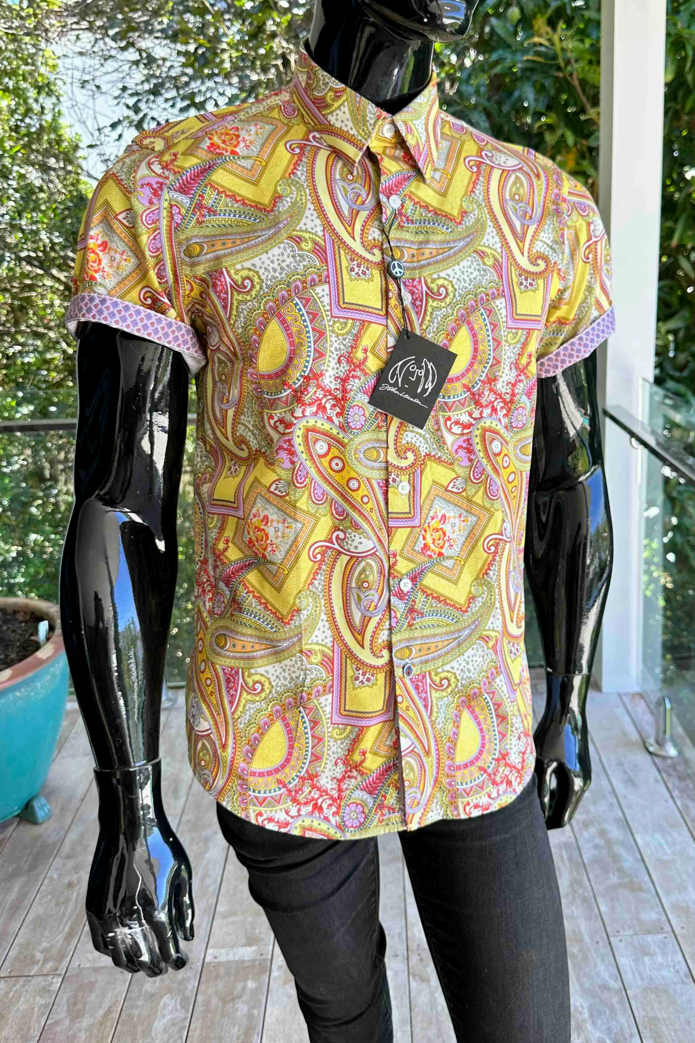 JOHN LENNON Mens Bath Short Sleeve Paisley Shirt in Multi - Image 11