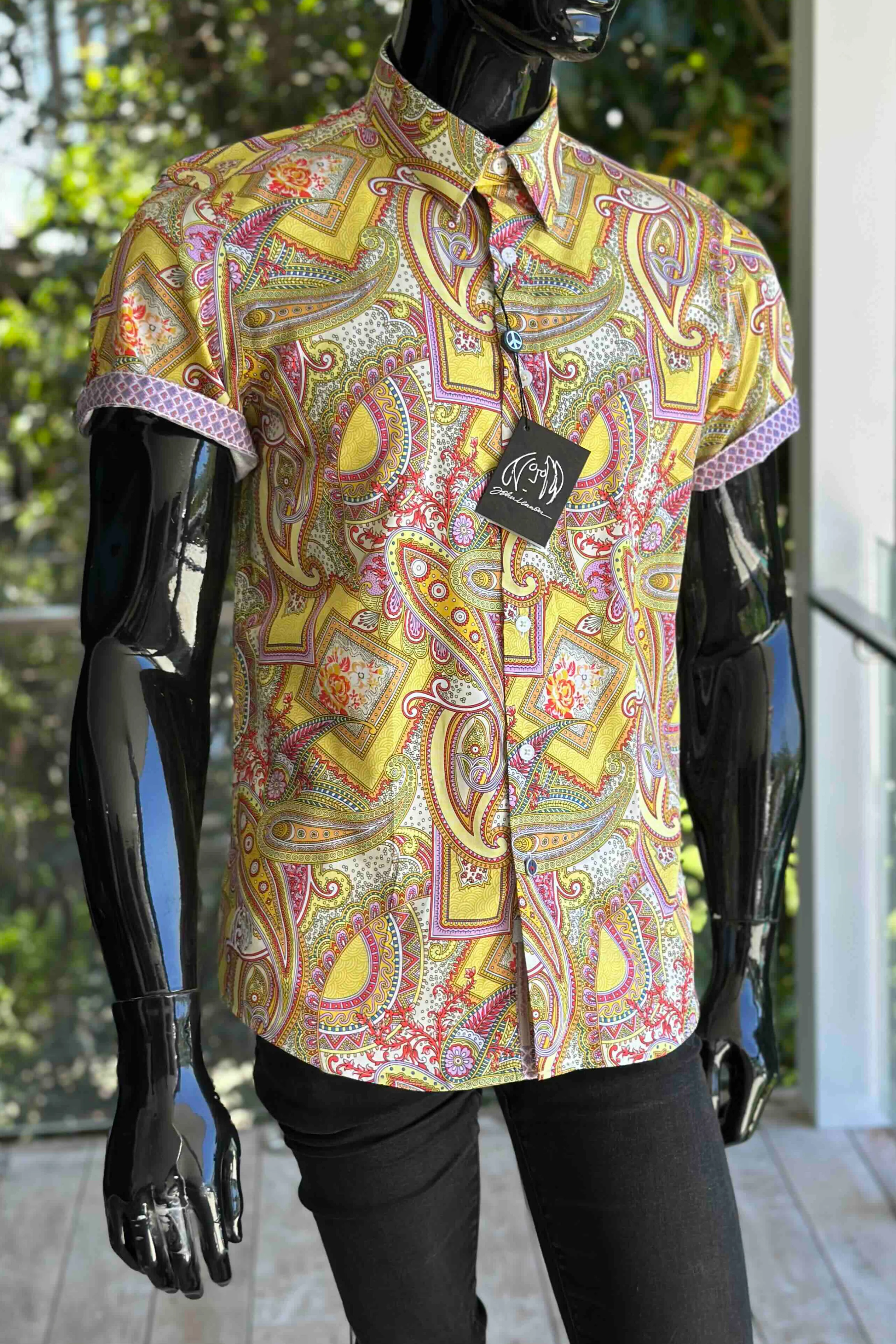 JOHN LENNON Mens Bath Short Sleeve Paisley Shirt in Multi - Image 12