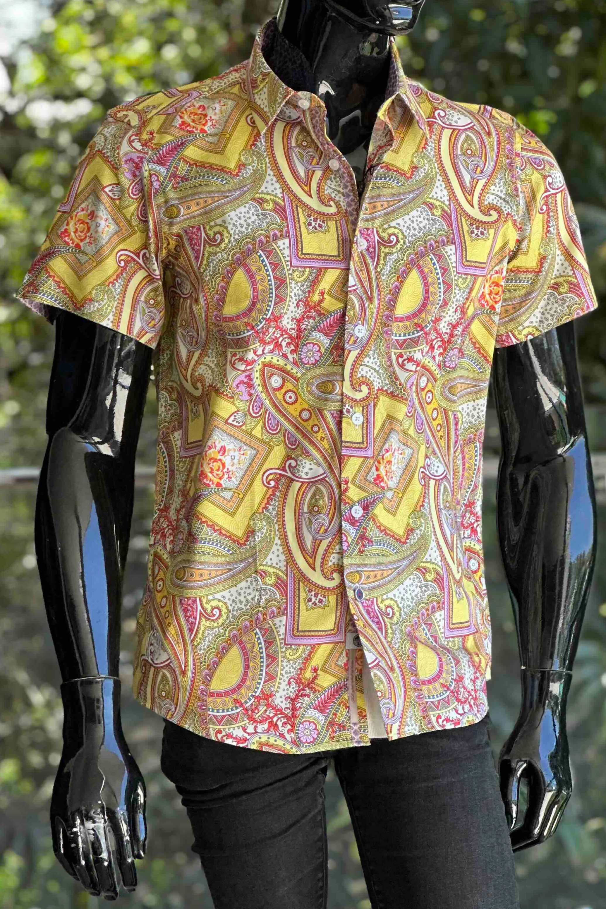 JOHN LENNON Mens Bath Short Sleeve Paisley Shirt in Multi - Image 8