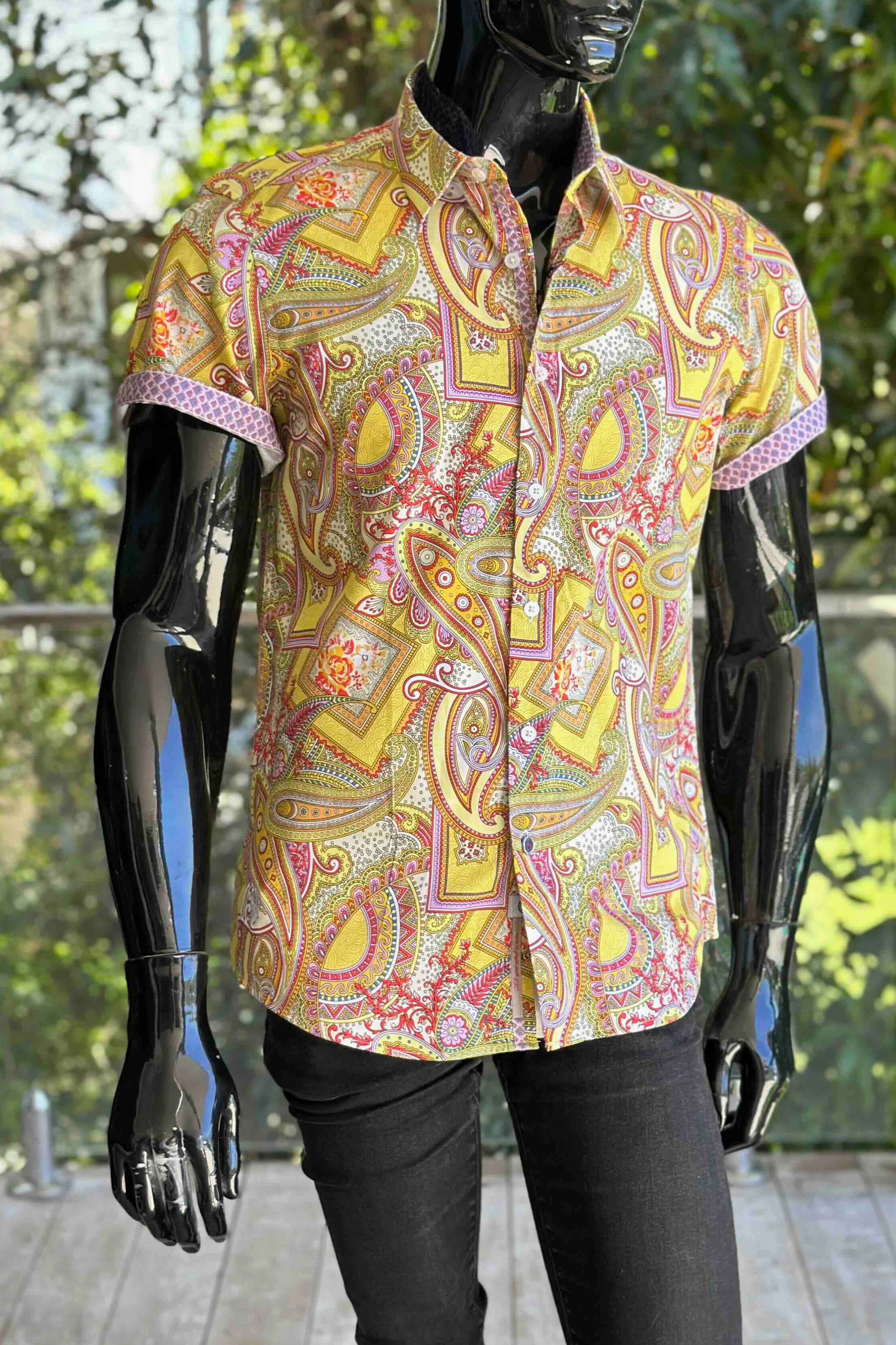 JOHN LENNON Mens Bath Short Sleeve Paisley Shirt in Multi - Image 9
