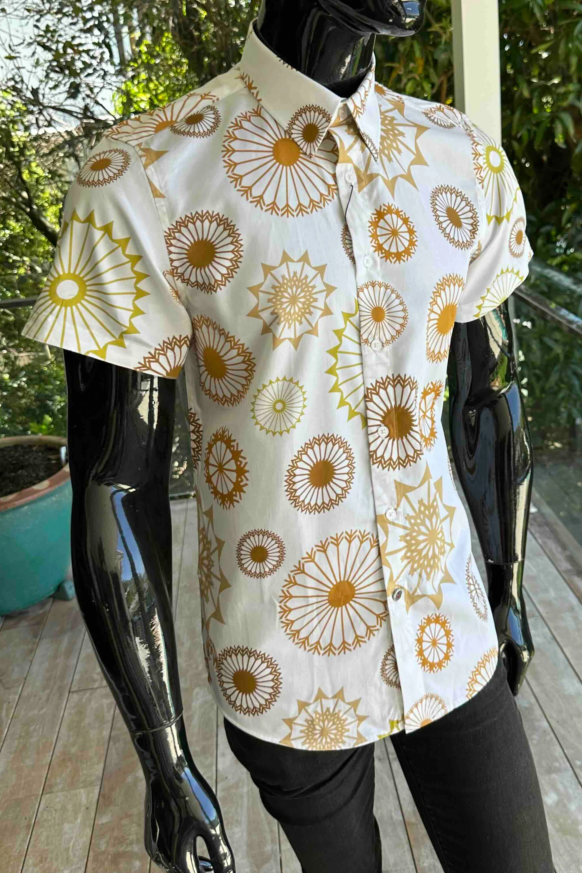 JOHN LENNON Mens Bearwood Short Sleeve Shirt in Ecru - Image 7