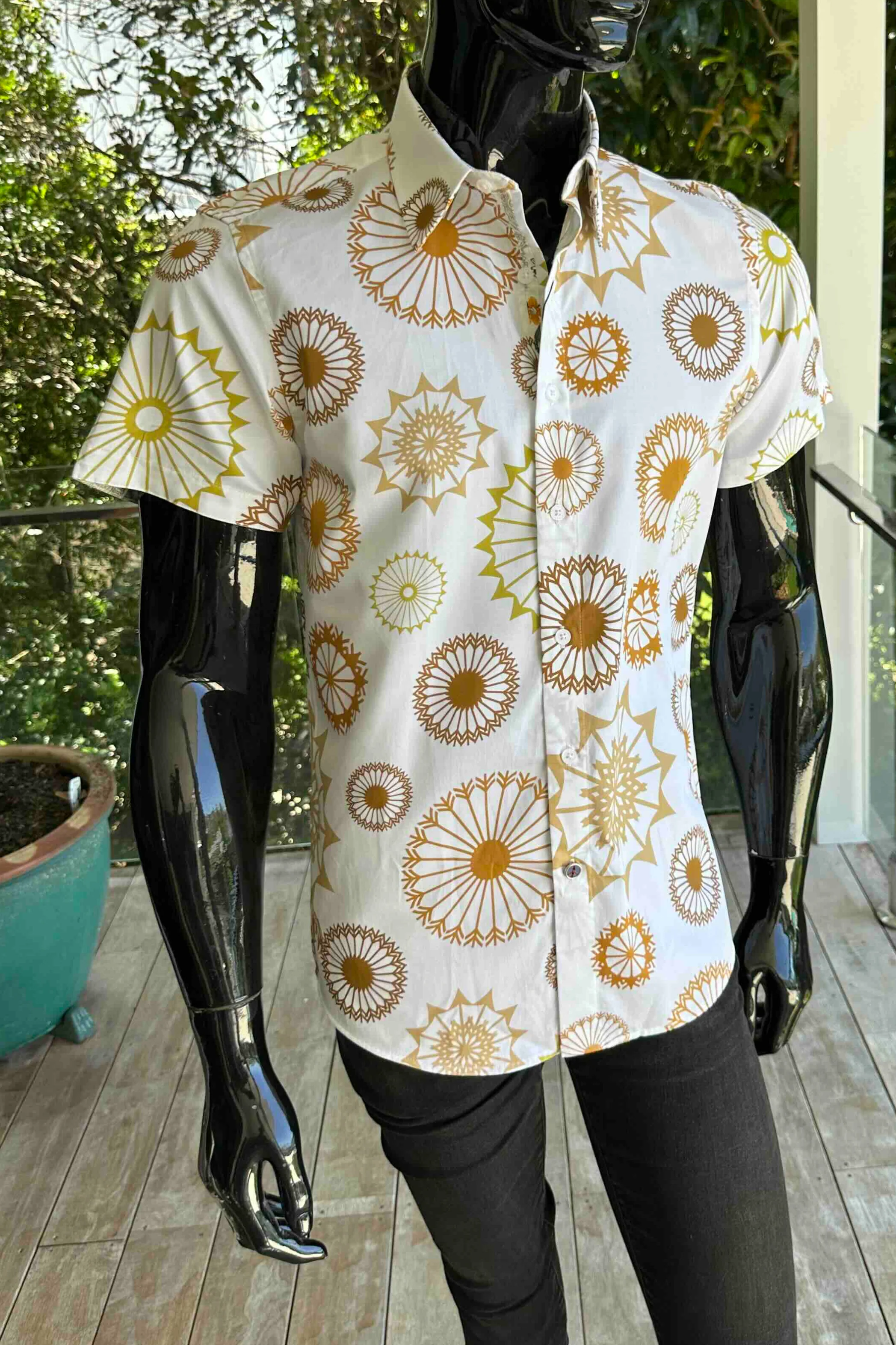 JOHN LENNON Mens Bearwood Short Sleeve Shirt in Ecru - Image 8