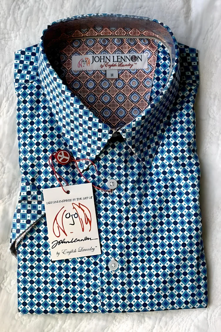 JOHN LENNON Mens Birmingham Short Sleeve Shirt - Blue - Image 8