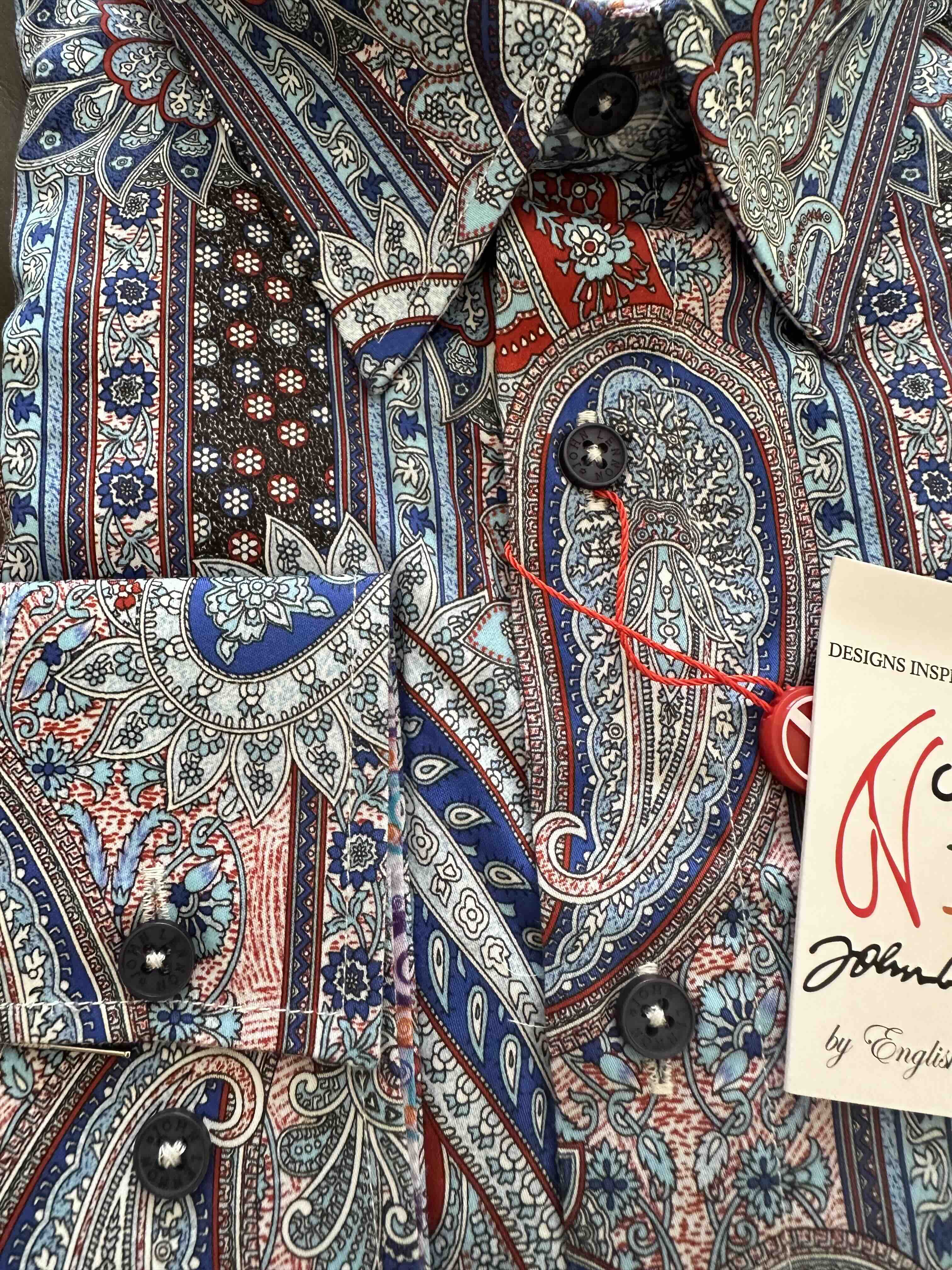 JOHN LENNON Mens Boston Long Sleeve Paisley Shirt - Royal - Image 3