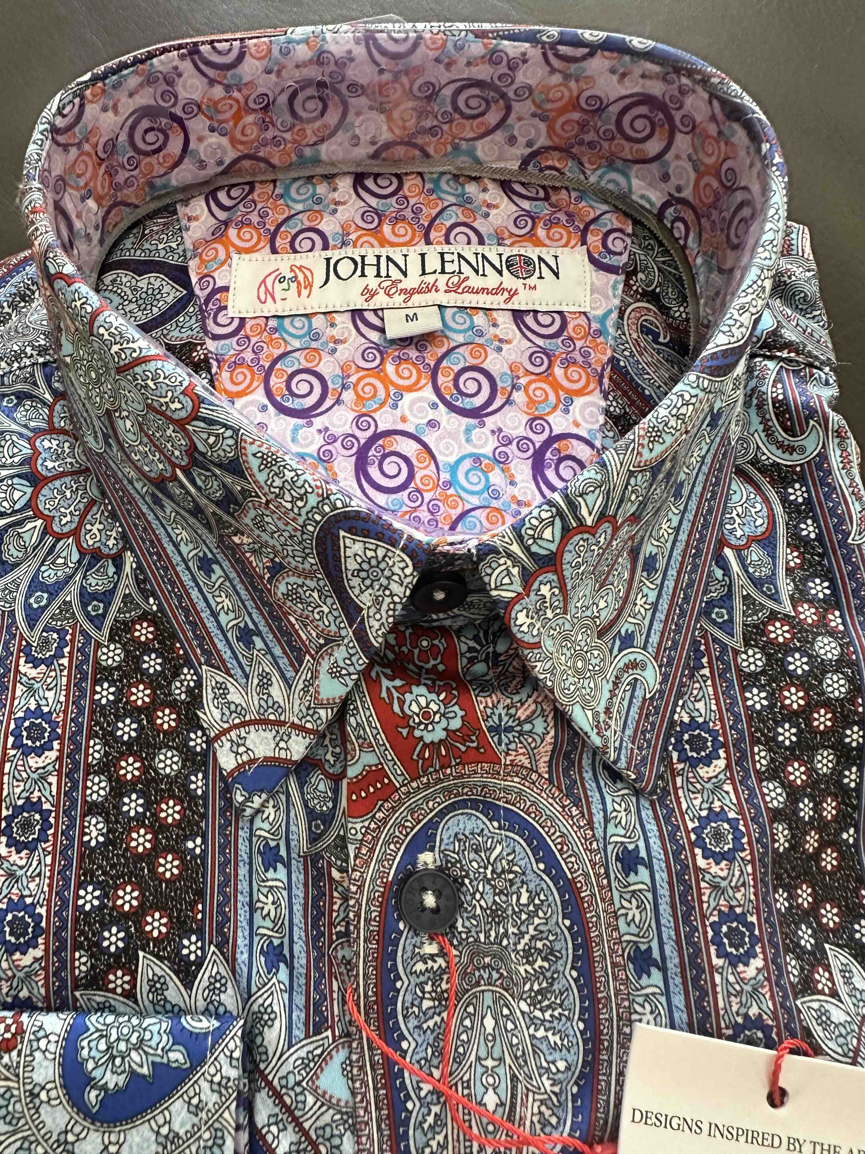 JOHN LENNON Mens Boston Long Sleeve Paisley Shirt - Royal - Image 4