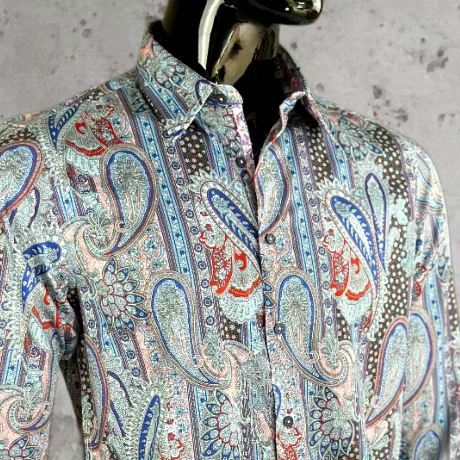 JOHN LENNON Mens Boston Long Sleeve Paisley Shirt - Royal - Image 6