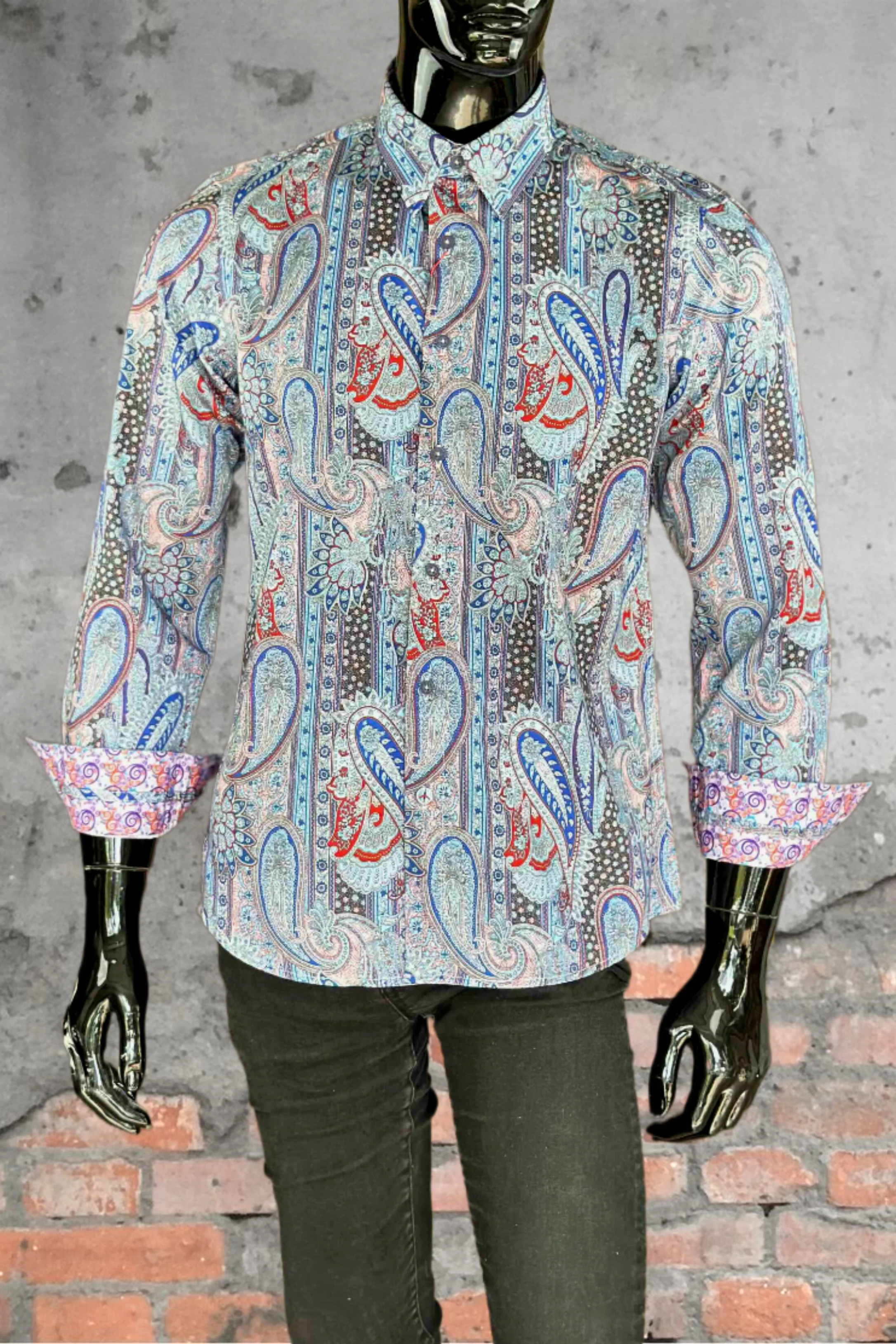 JOHN LENNON Mens Boston Long Sleeve Paisley Shirt - Royal - Image 8