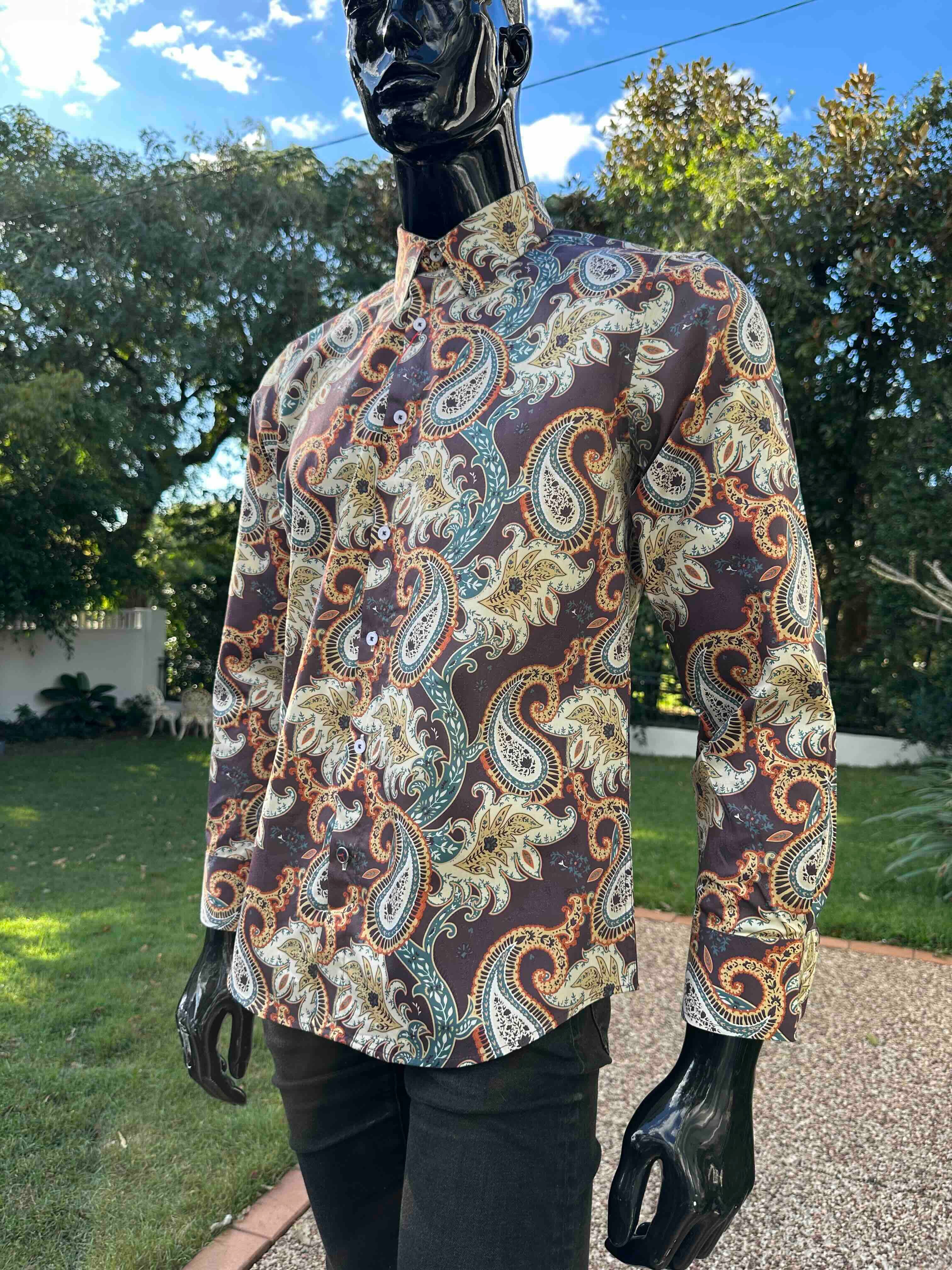 JOHN LENNON Mens Bradbury Long Sleeve Paisley Shirt - Plum - Image 17