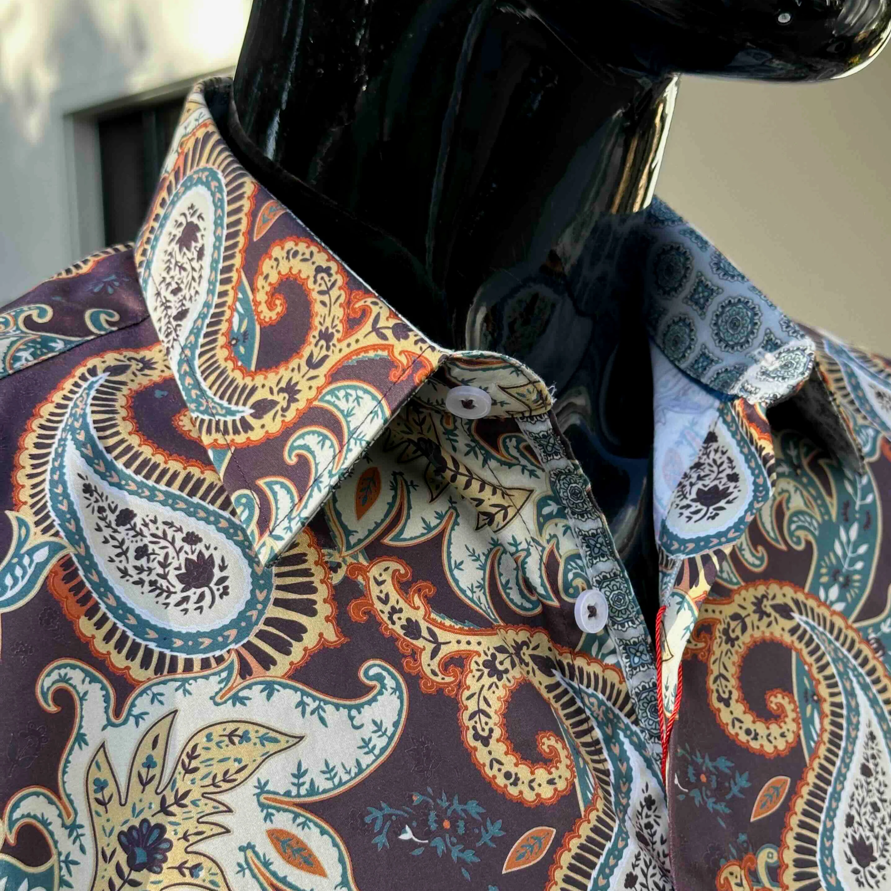 JOHN LENNON Mens Bradbury Long Sleeve Paisley Shirt - Plum - Image 2