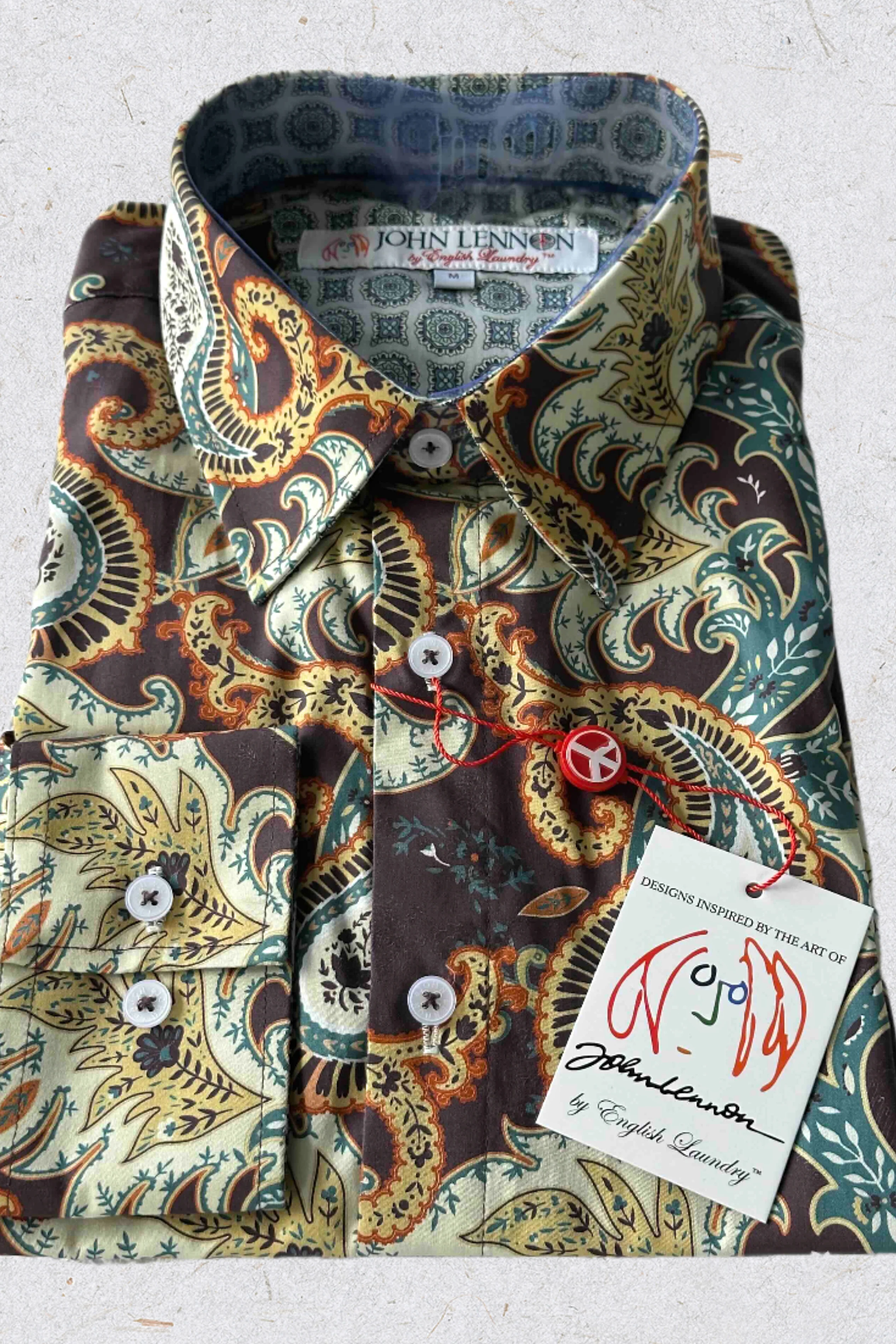 JOHN LENNON Mens Bradbury Long Sleeve Paisley Shirt - Plum - Image 6