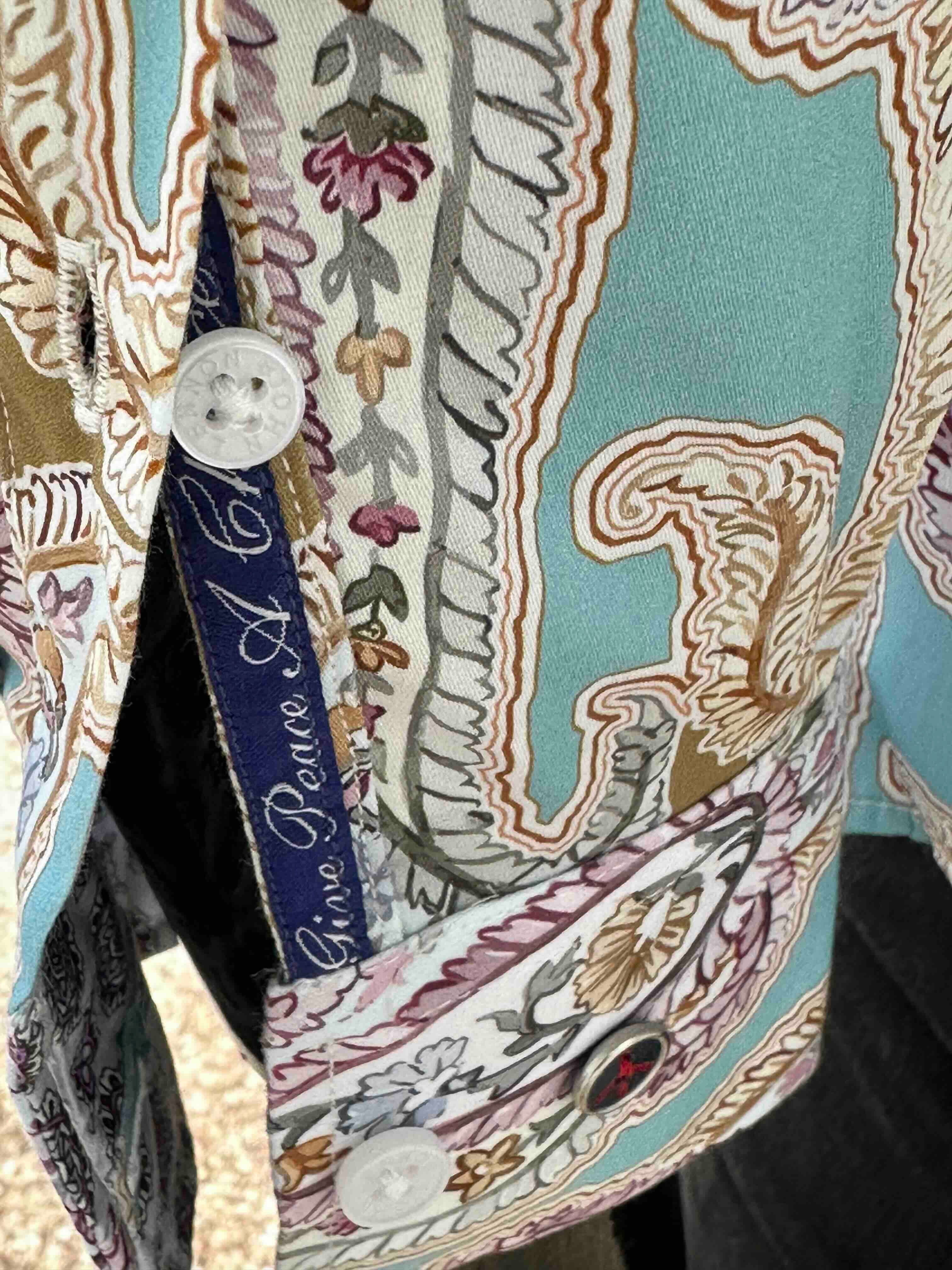 JOHN LENNON Mens Bramhall Long Sleeve Paisley Shirt - Teal - Image 7