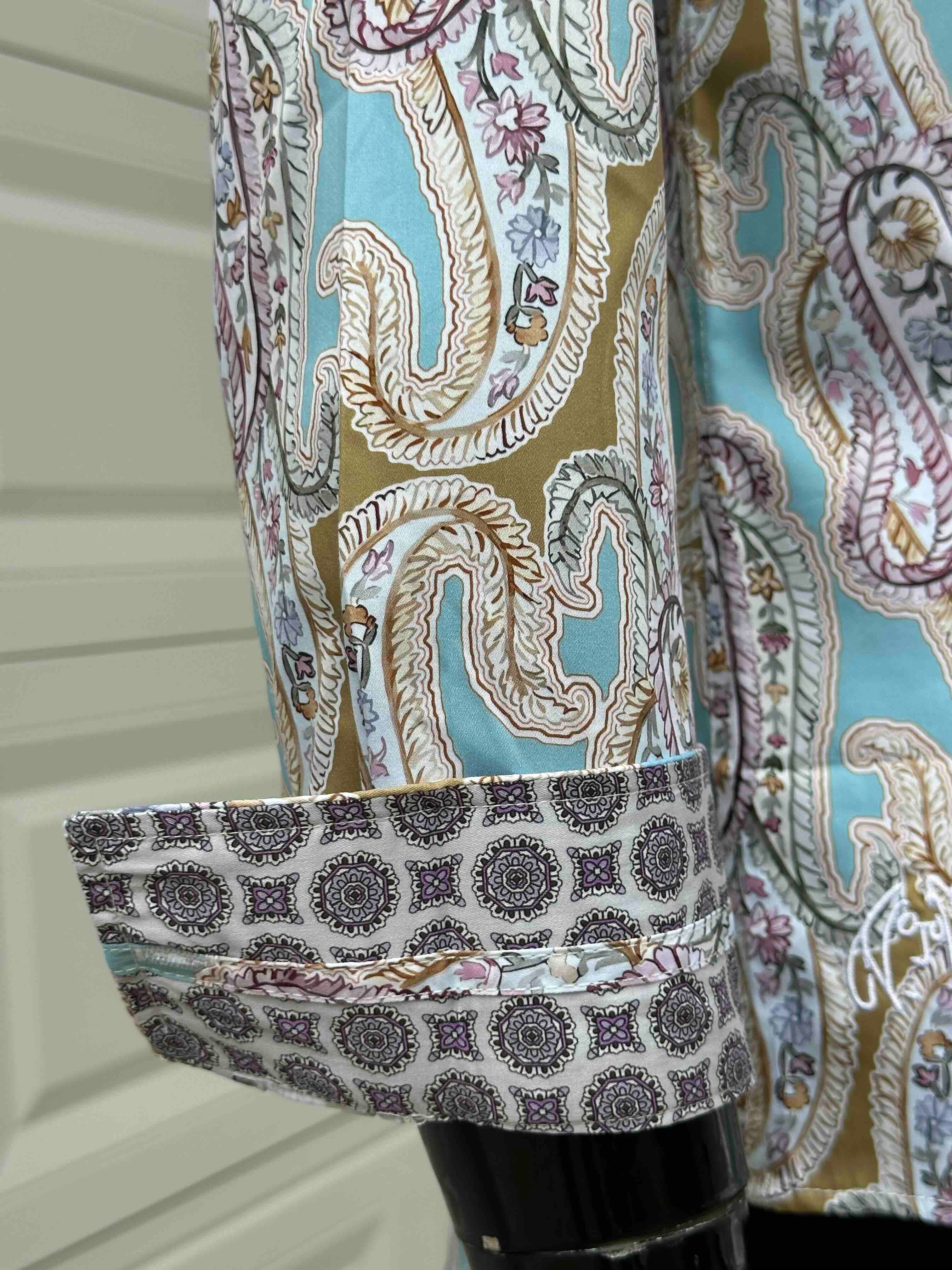 JOHN LENNON Mens Bramhall Long Sleeve Paisley Shirt - Teal - Image 8