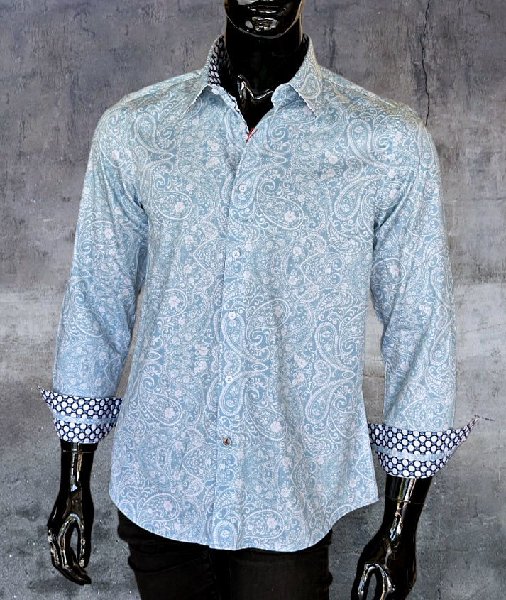 JOHN LENNON Mens Bridlington Paisley Shirt - Dust - Image 7