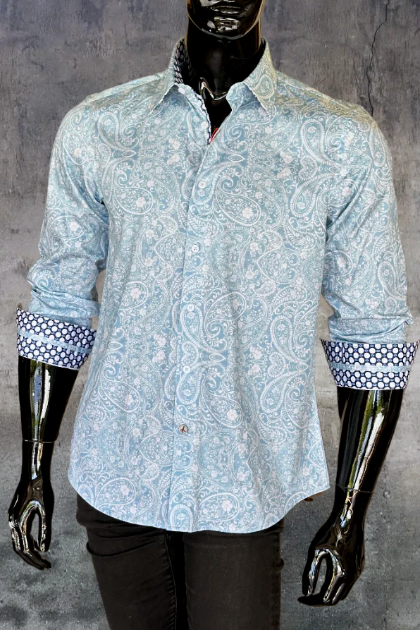 JOHN LENNON Mens Bridlington Paisley Shirt - Dust - Image 9