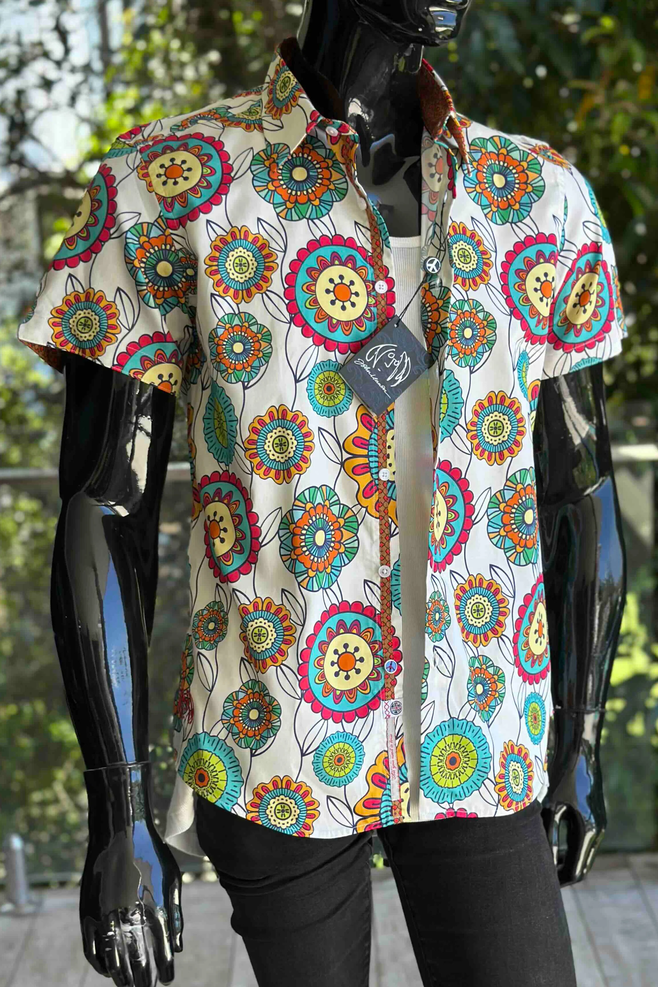 JOHN LENNON Mens Brighouse Short Sleeve Shirt in Multi Print - Image 5
