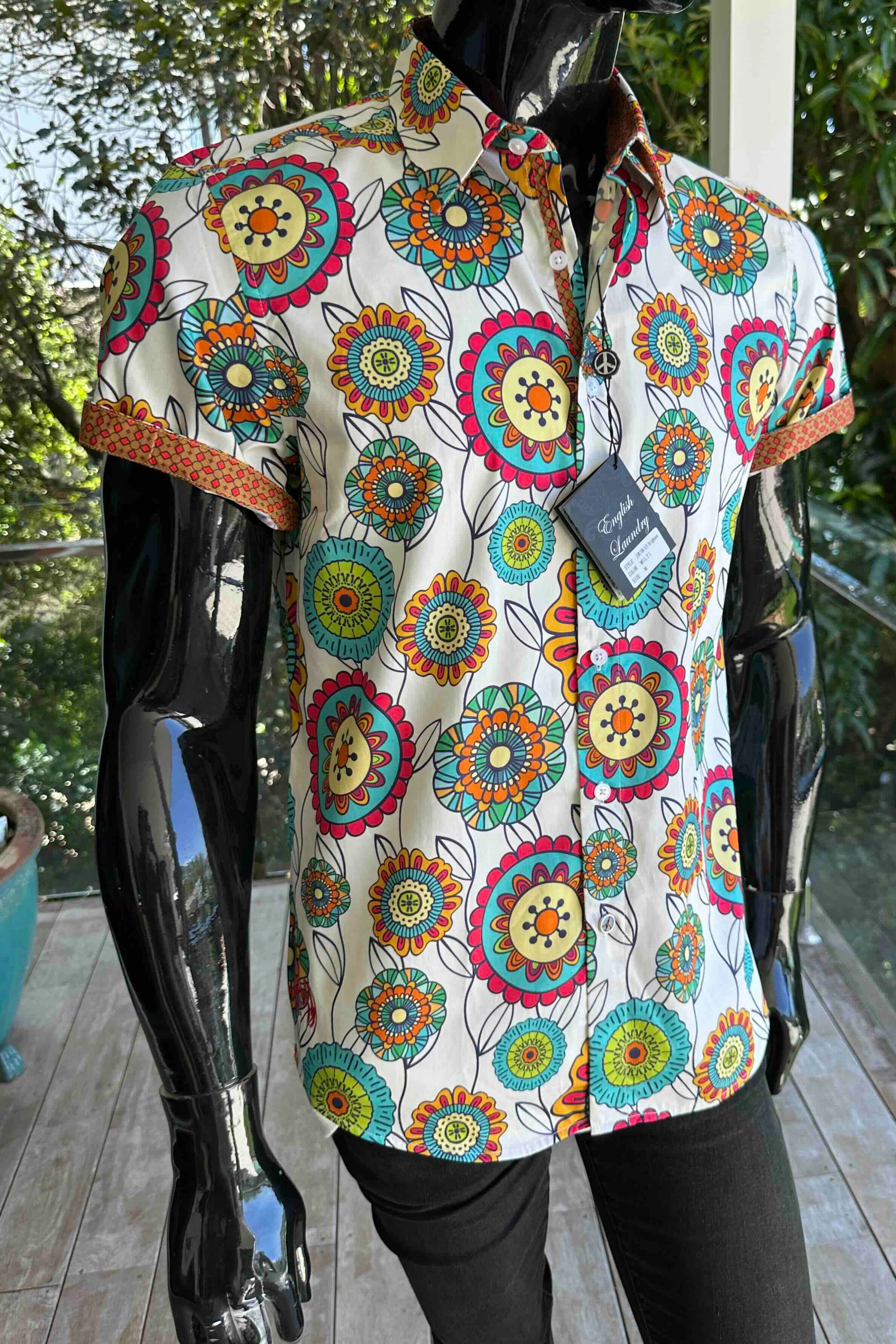 JOHN LENNON Mens Brighouse Short Sleeve Shirt in Multi Print - Image 7