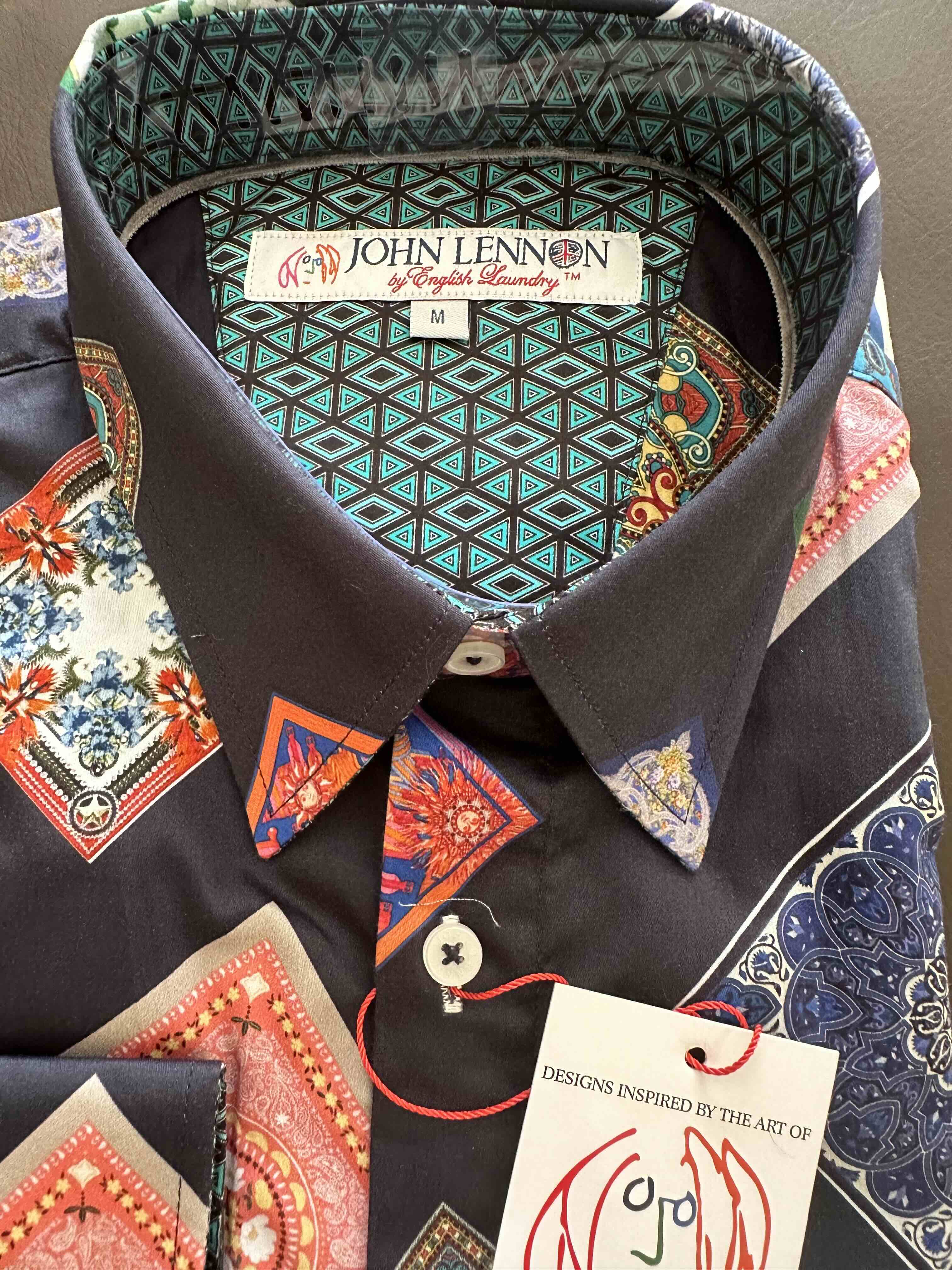 JOHN LENNON Mens Bristol Long Sleeve Shirt - Midnight - Image 4