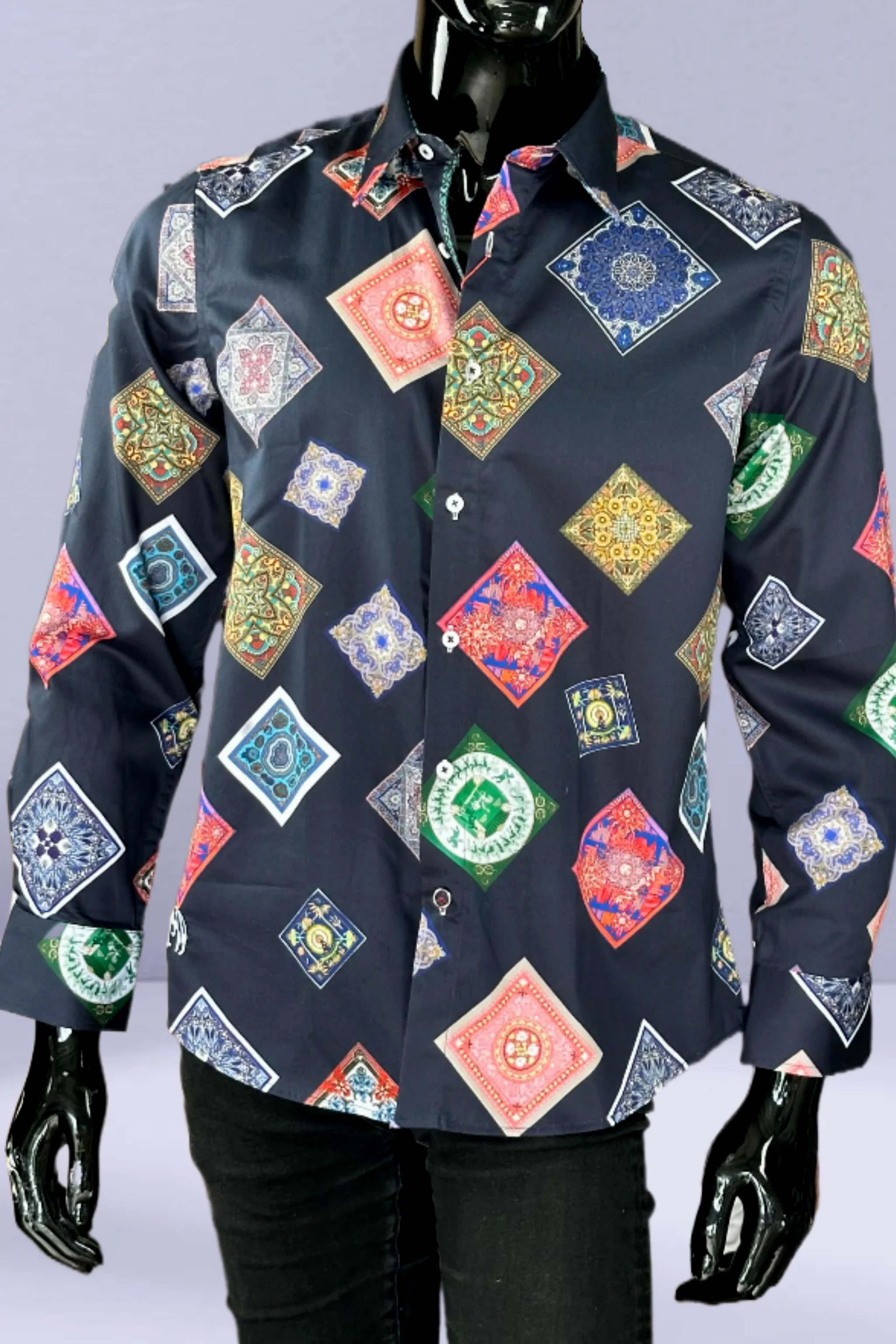JOHN LENNON Mens Bristol Long Sleeve Shirt - Midnight - Image 5