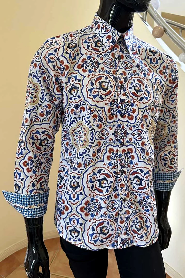 JOHN LENNON Mens Burnley Long Sleeve Shirt - Rust