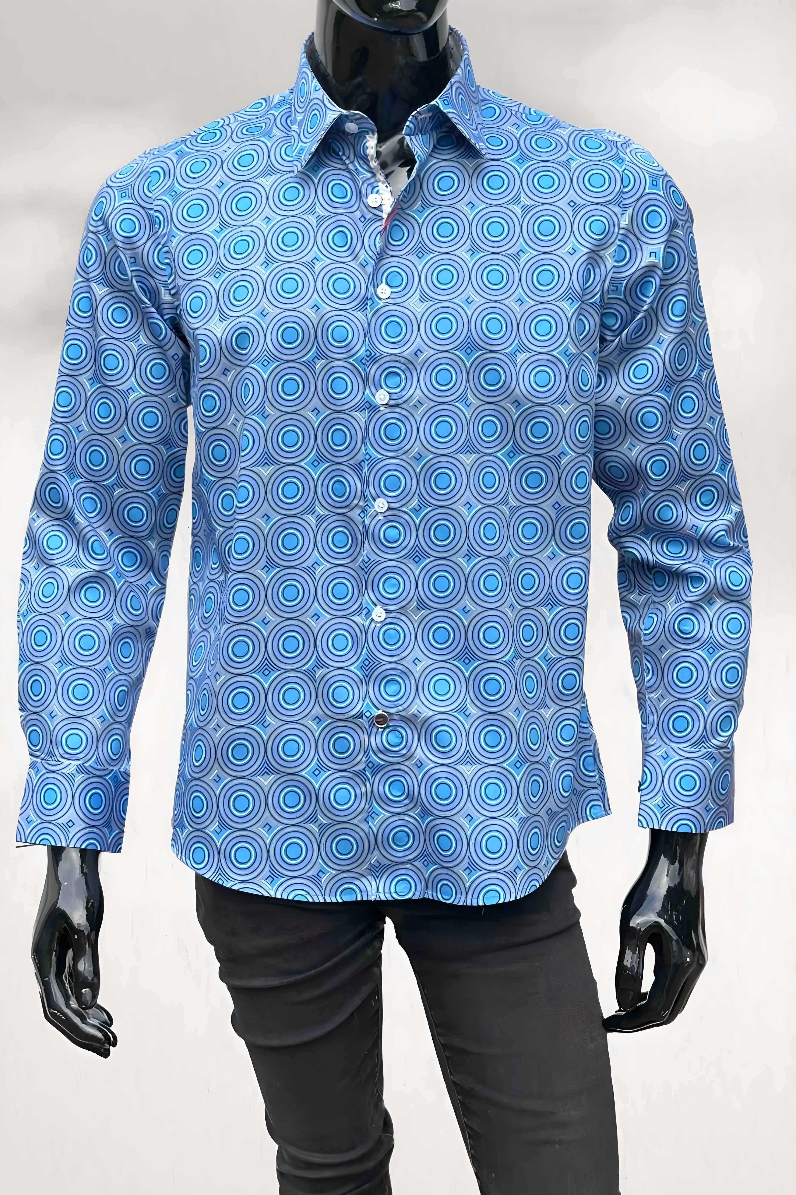JOHN LENNON Mens Castleton Long Sleeve Shirt - Sapphire