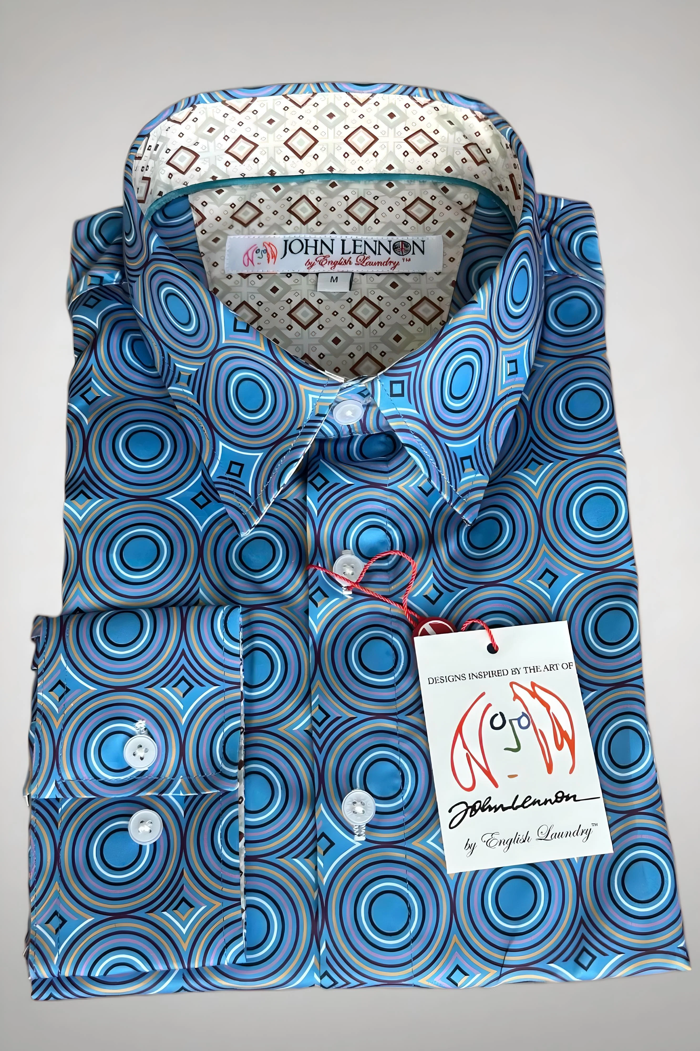 JOHN LENNON Mens Castleton Long Sleeve Shirt - Sapphire - Image 2