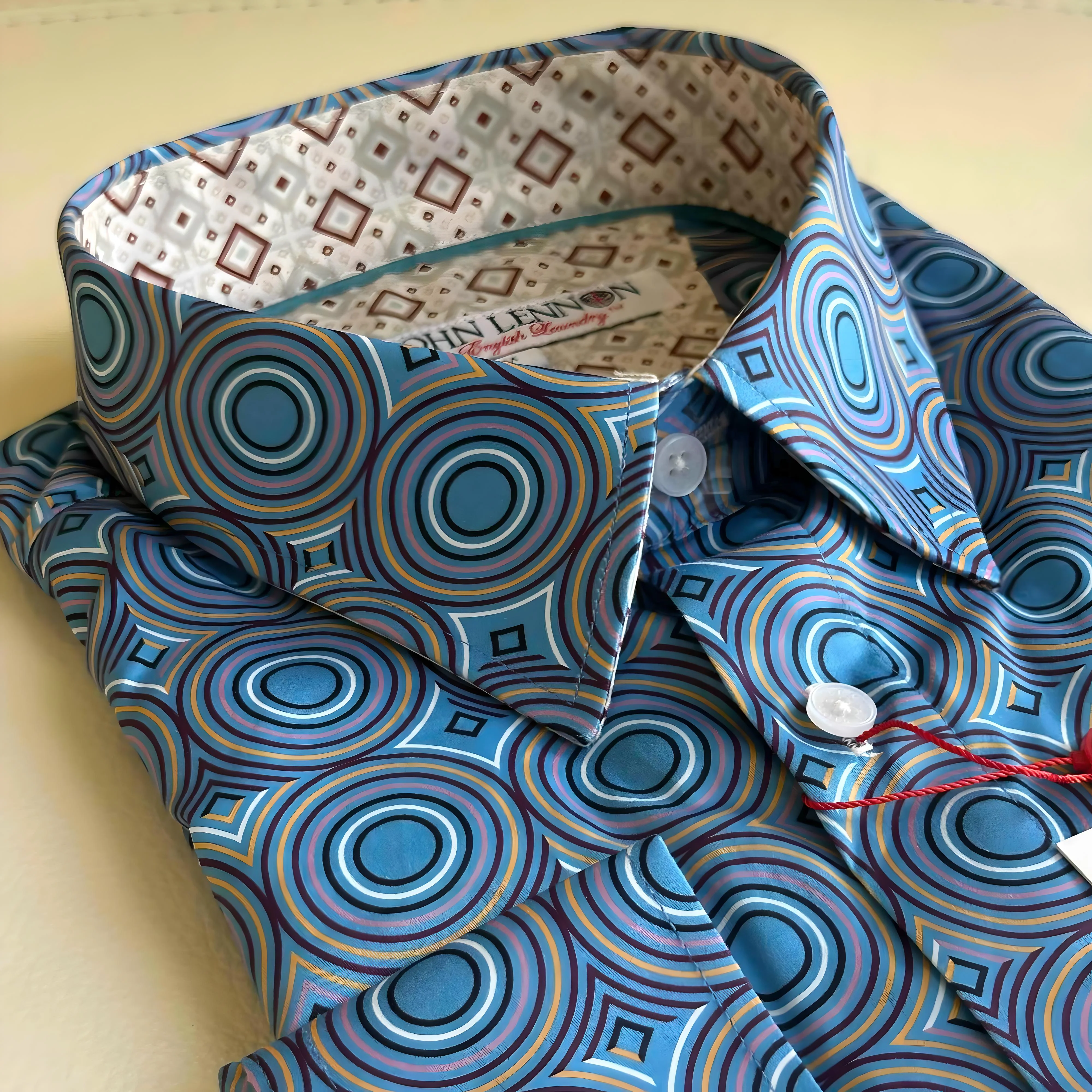 JOHN LENNON Mens Castleton Long Sleeve Shirt - Sapphire - Image 3