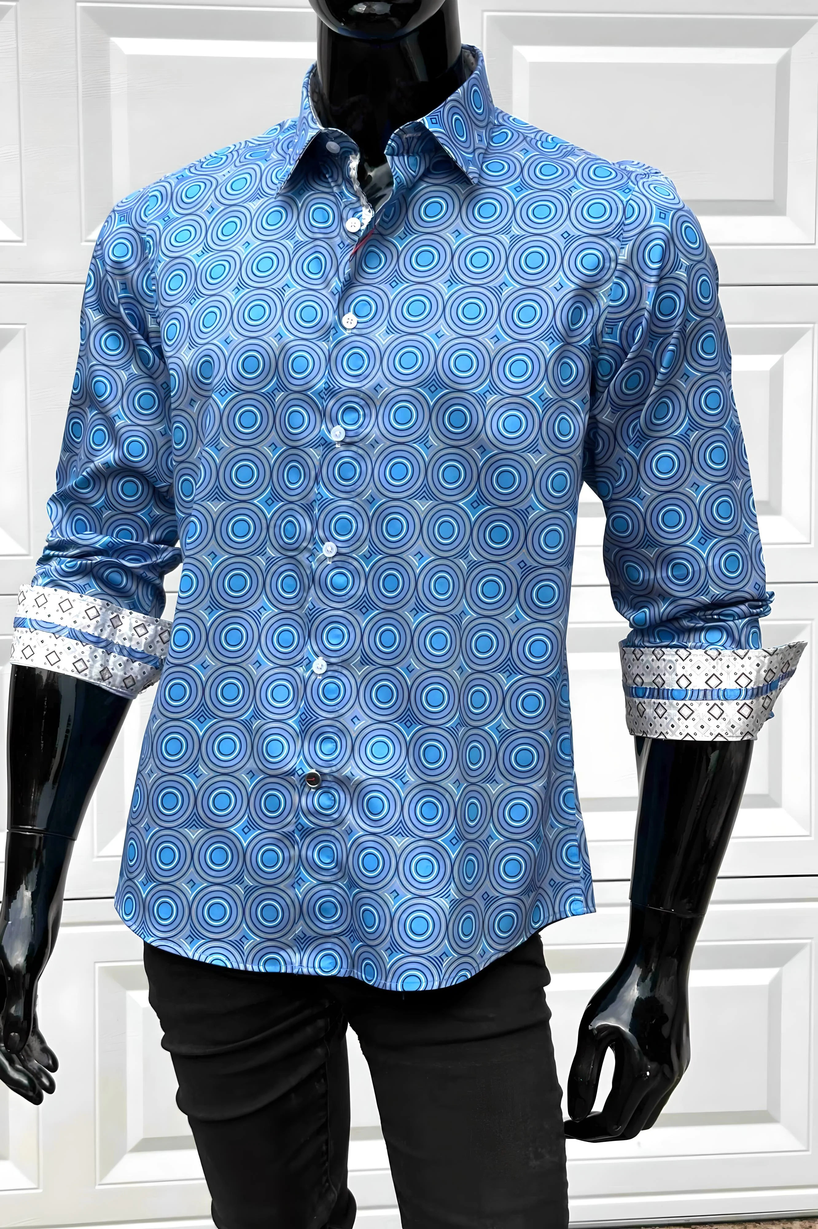 JOHN LENNON Mens Castleton Long Sleeve Shirt - Sapphire - Image 8