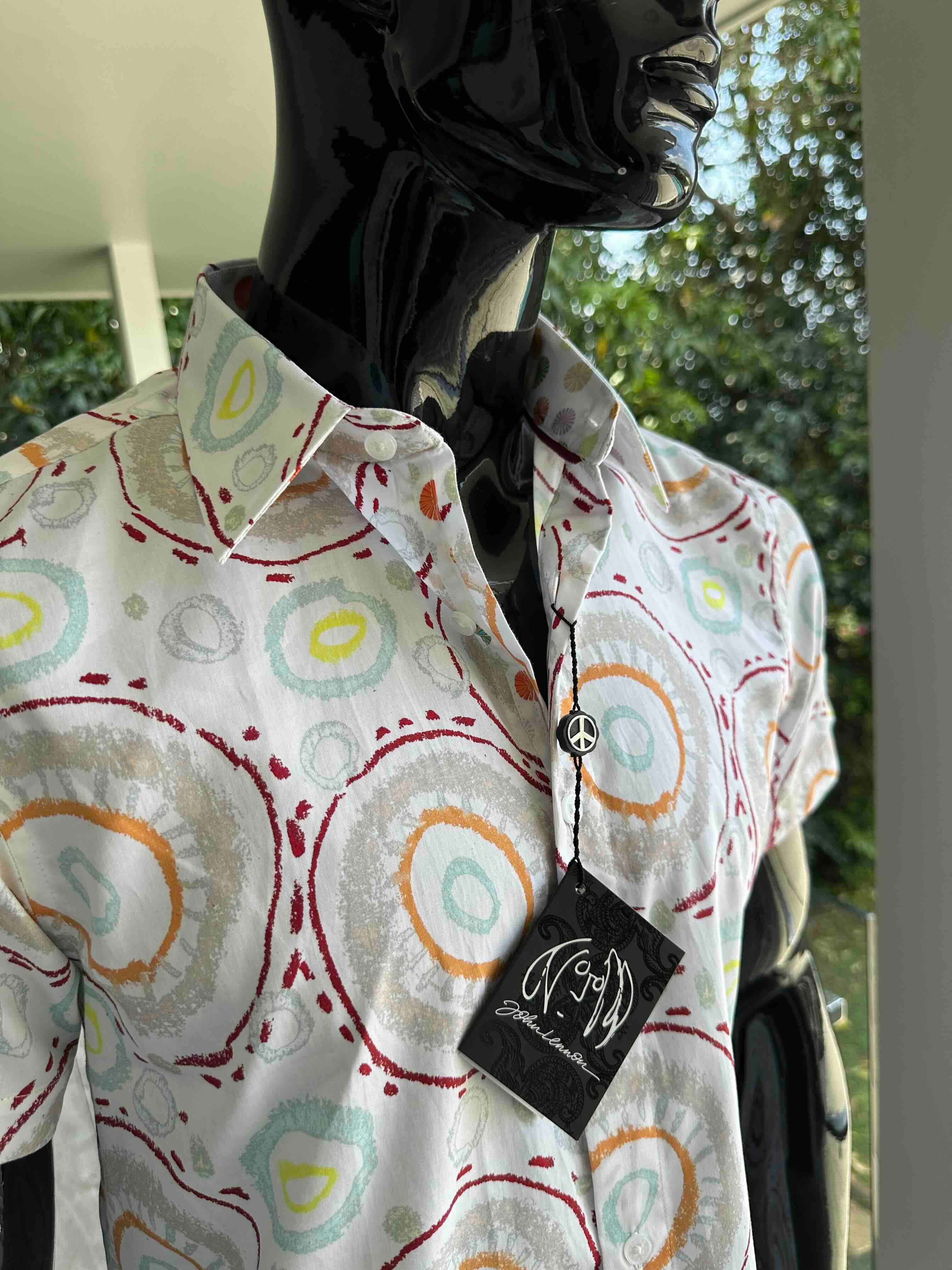 JOHN LENNON Mens Charley Short Sleeve Shirt in White - Image 3